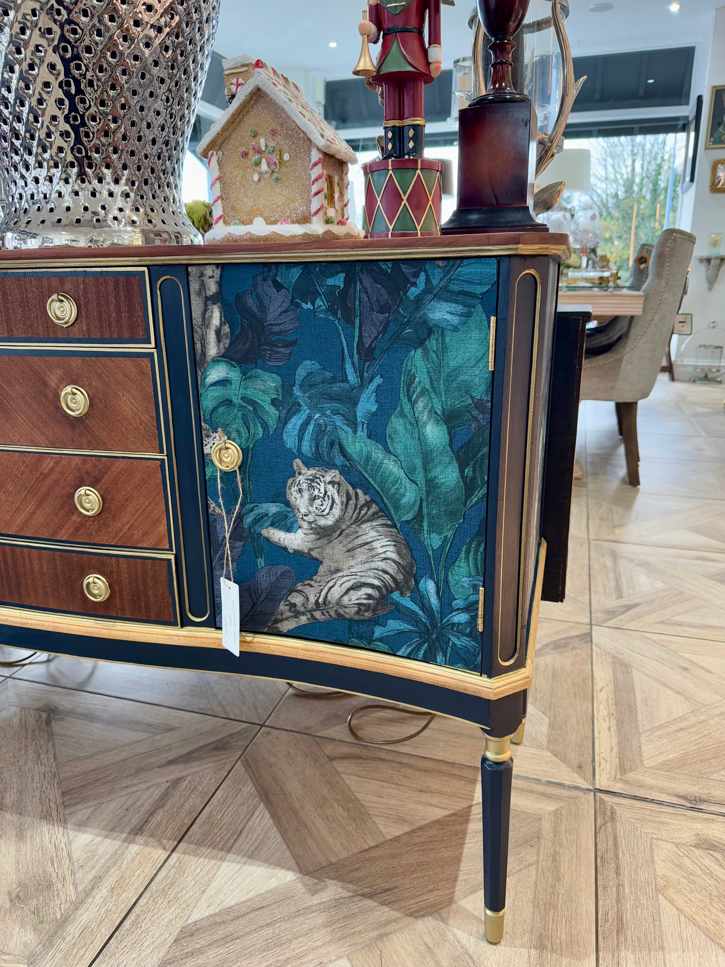 Mid Century Regal Antique Leopard Jungle Upcycled Sideboard