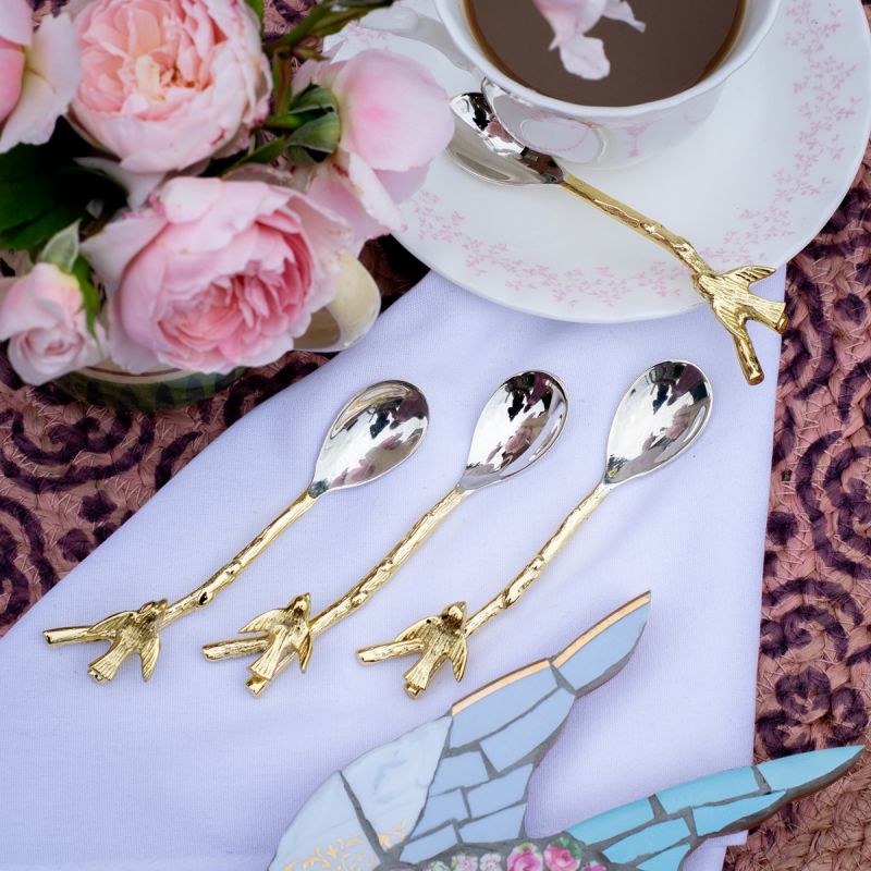 Culinary Concepts Set of Four Coffee Spoons with Swallow Design