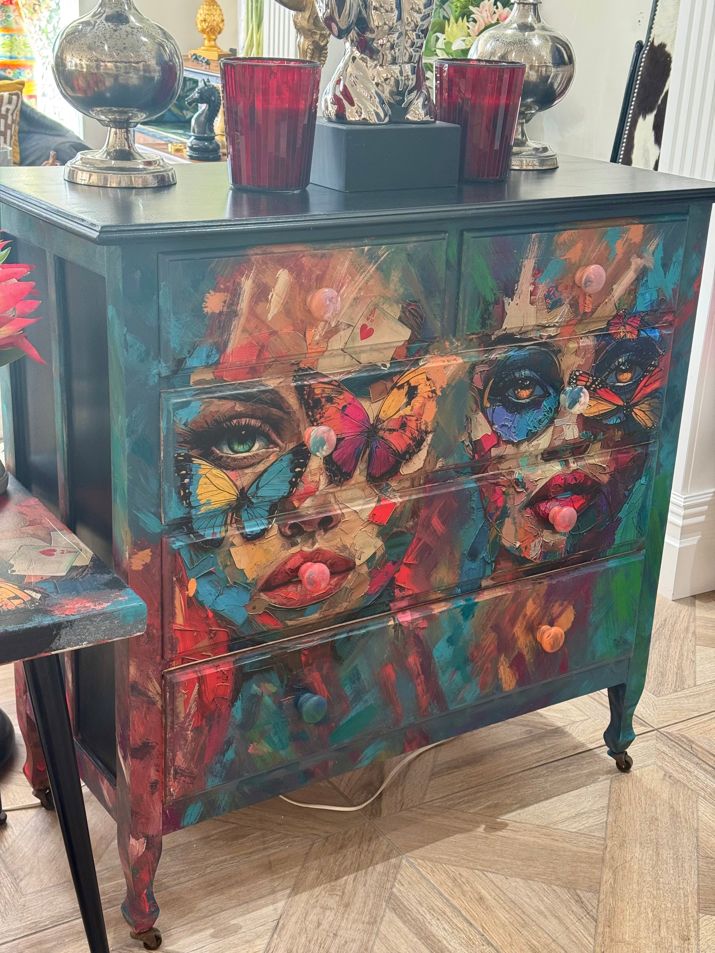 Colourful Upcycled Face Set of Drawers