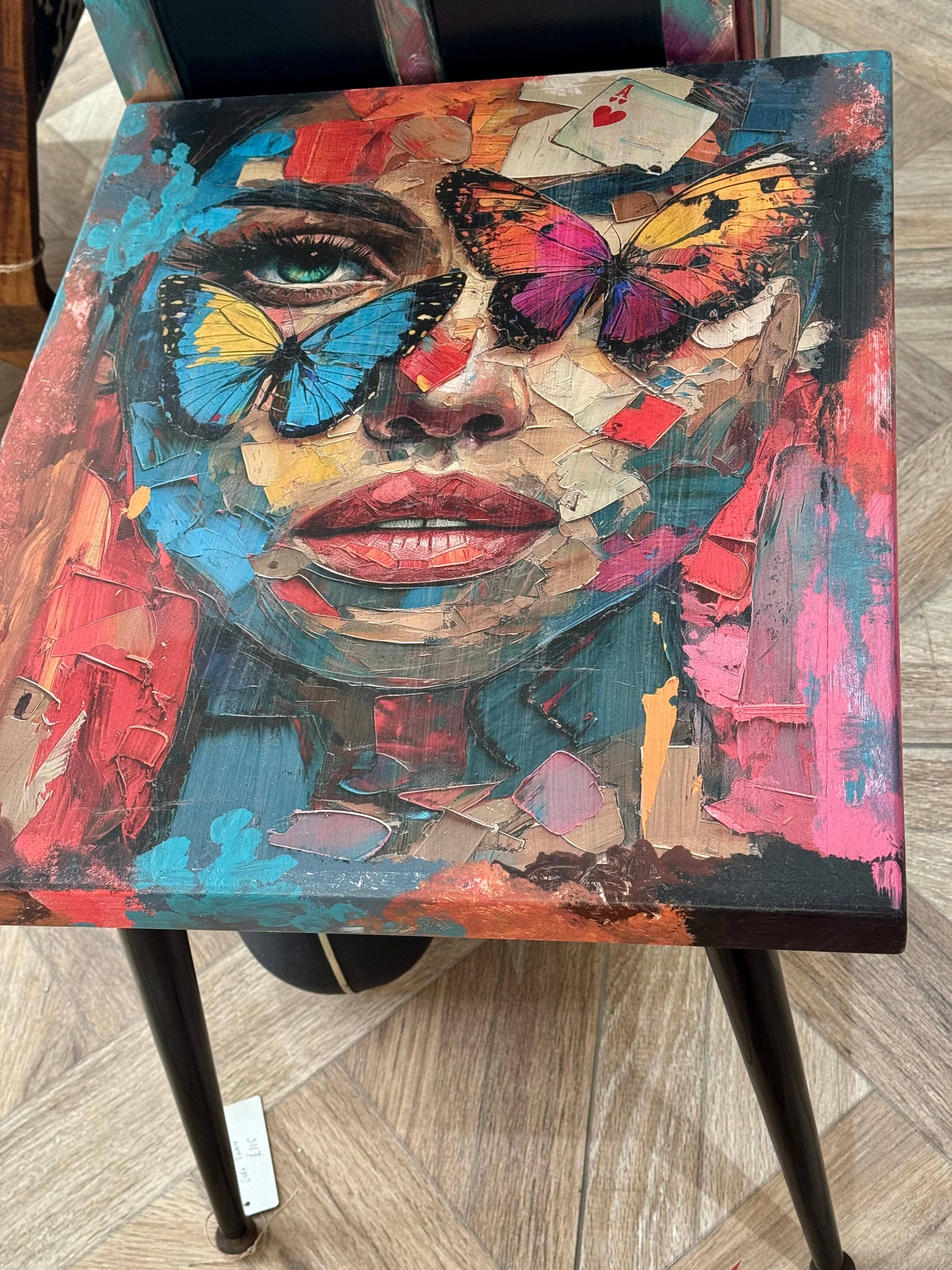 Colourful Upcycled Face Table