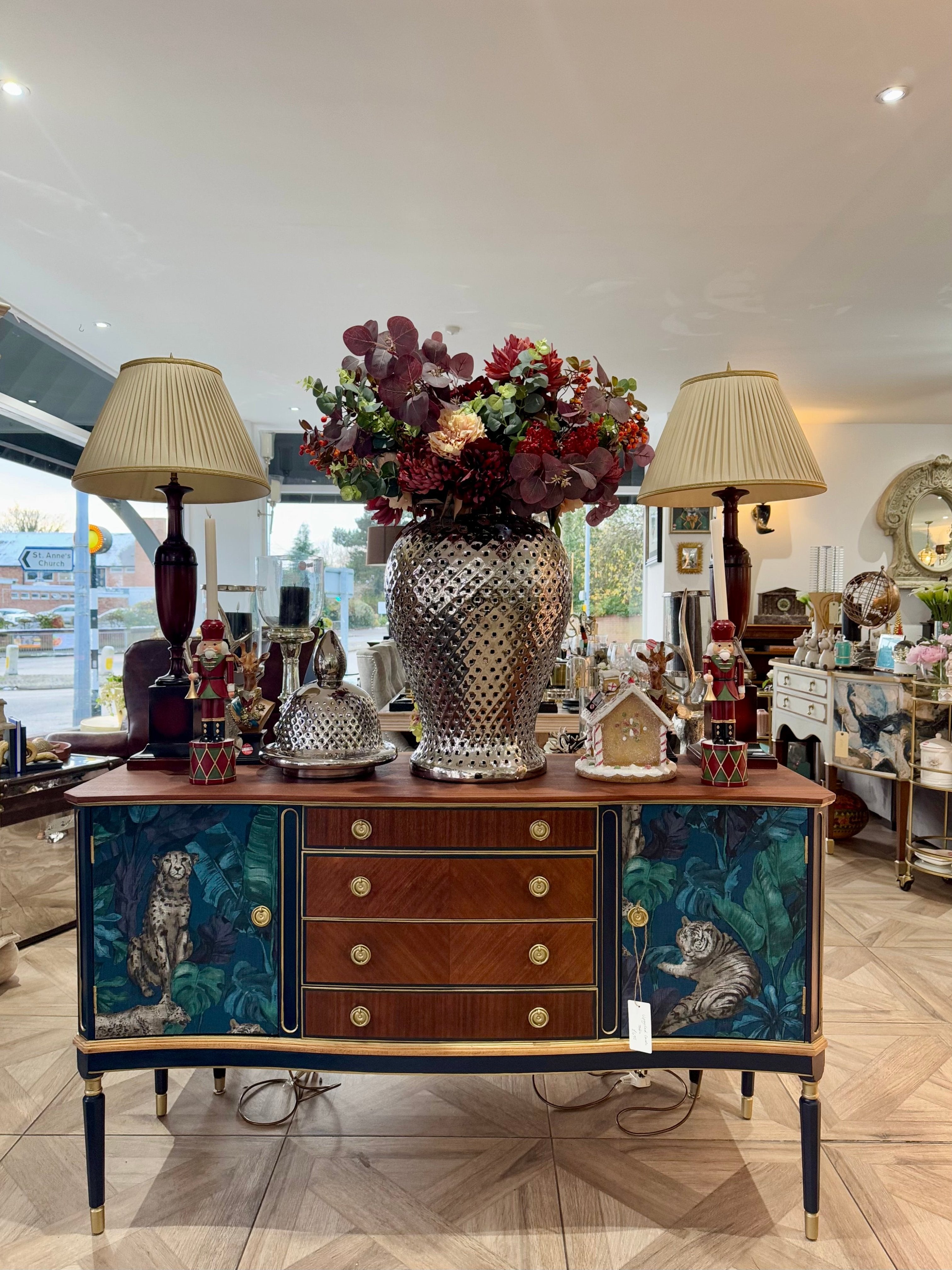 Mid Century Regal Antique Leopard Jungle Upcycled Sideboard