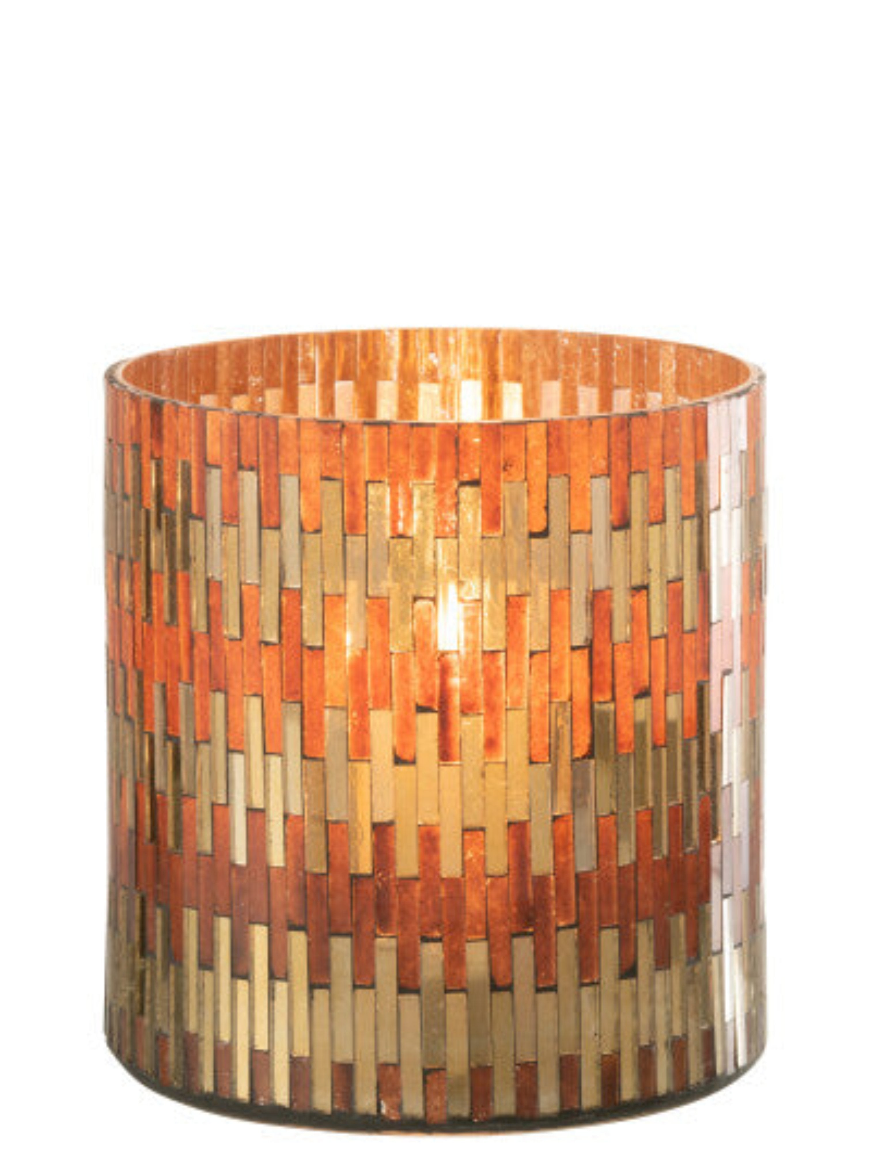 Brown Mosaic Glass Hurricane | Multiple Sizes