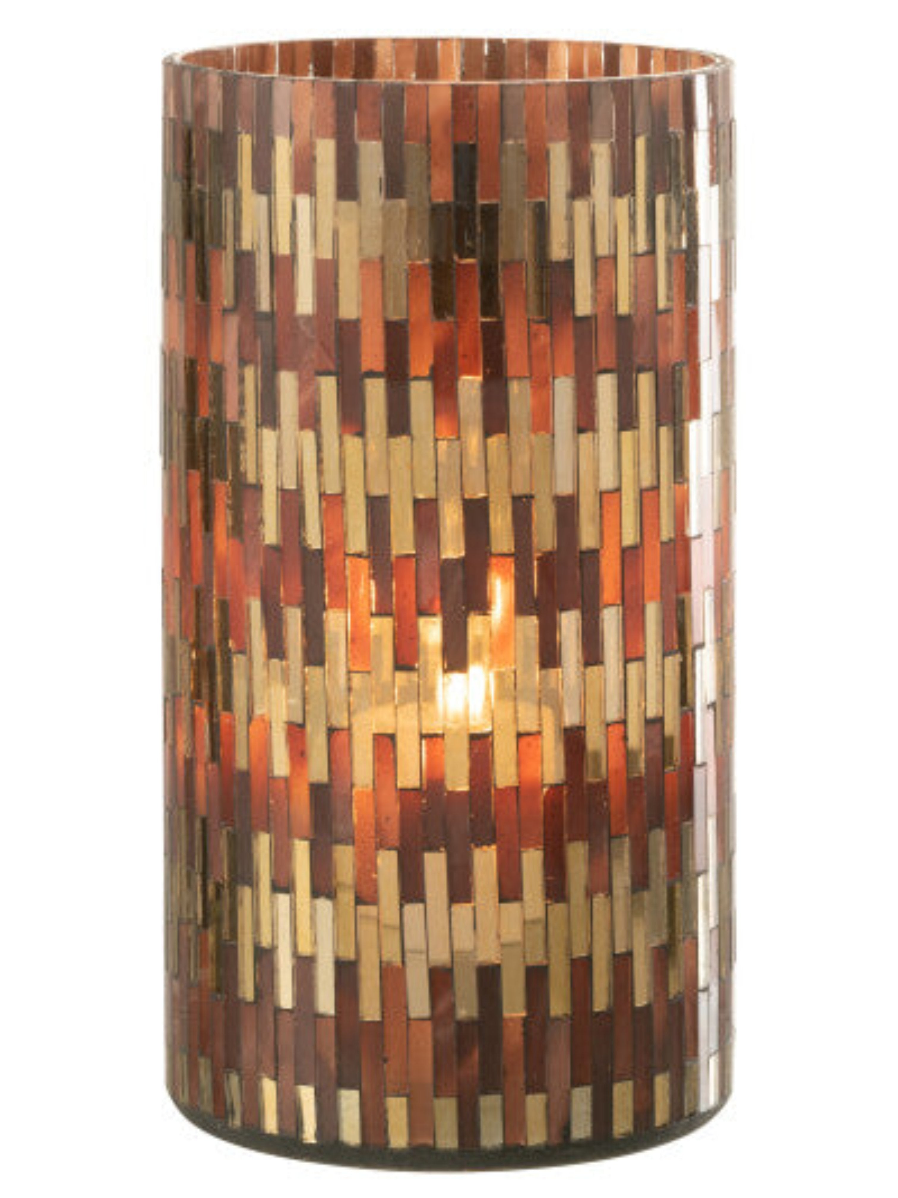 Brown Mosaic Glass Hurricane | Multiple Sizes