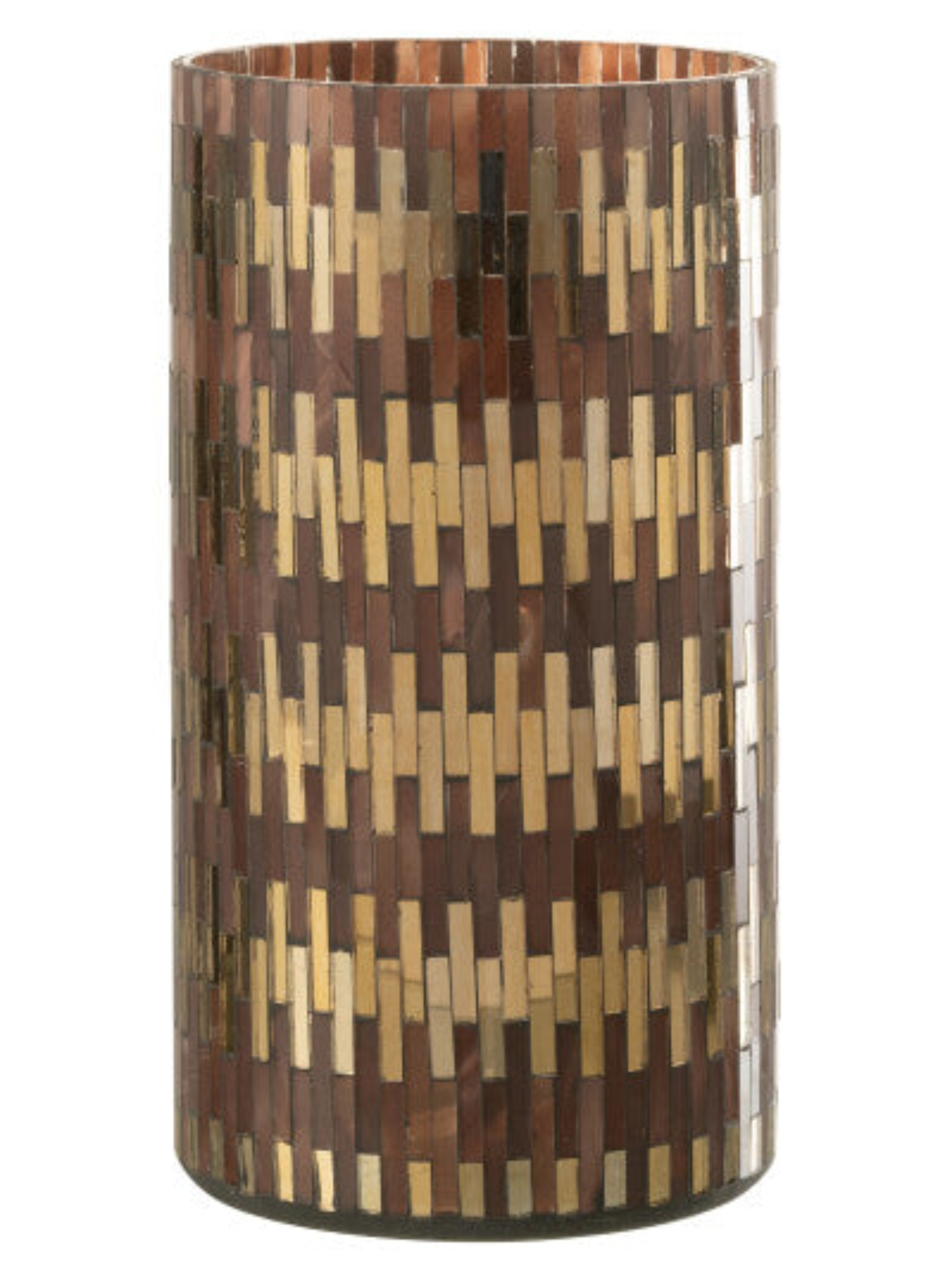 Brown Mosaic Glass Hurricane | Multiple Sizes