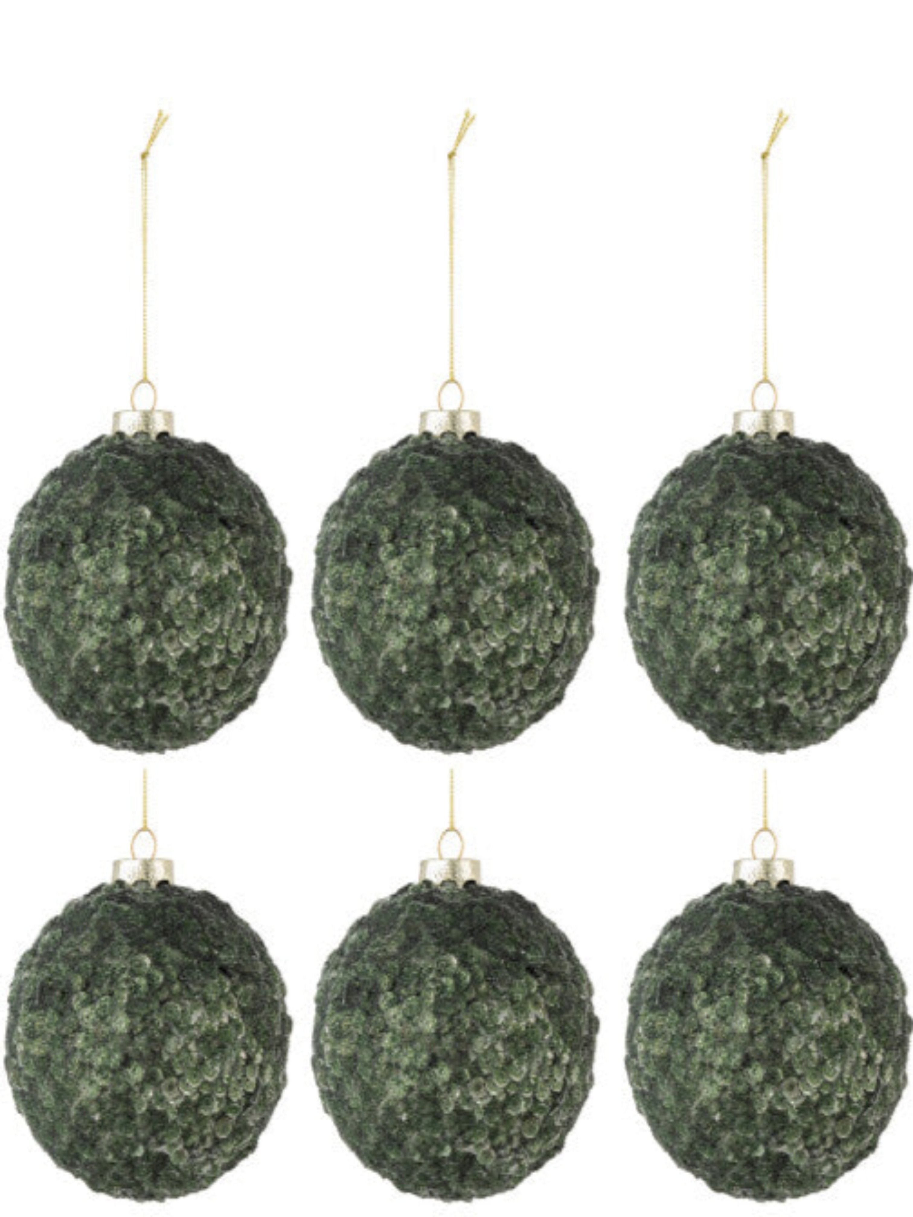 Dark Green Glitter Glass Bauble Ornament