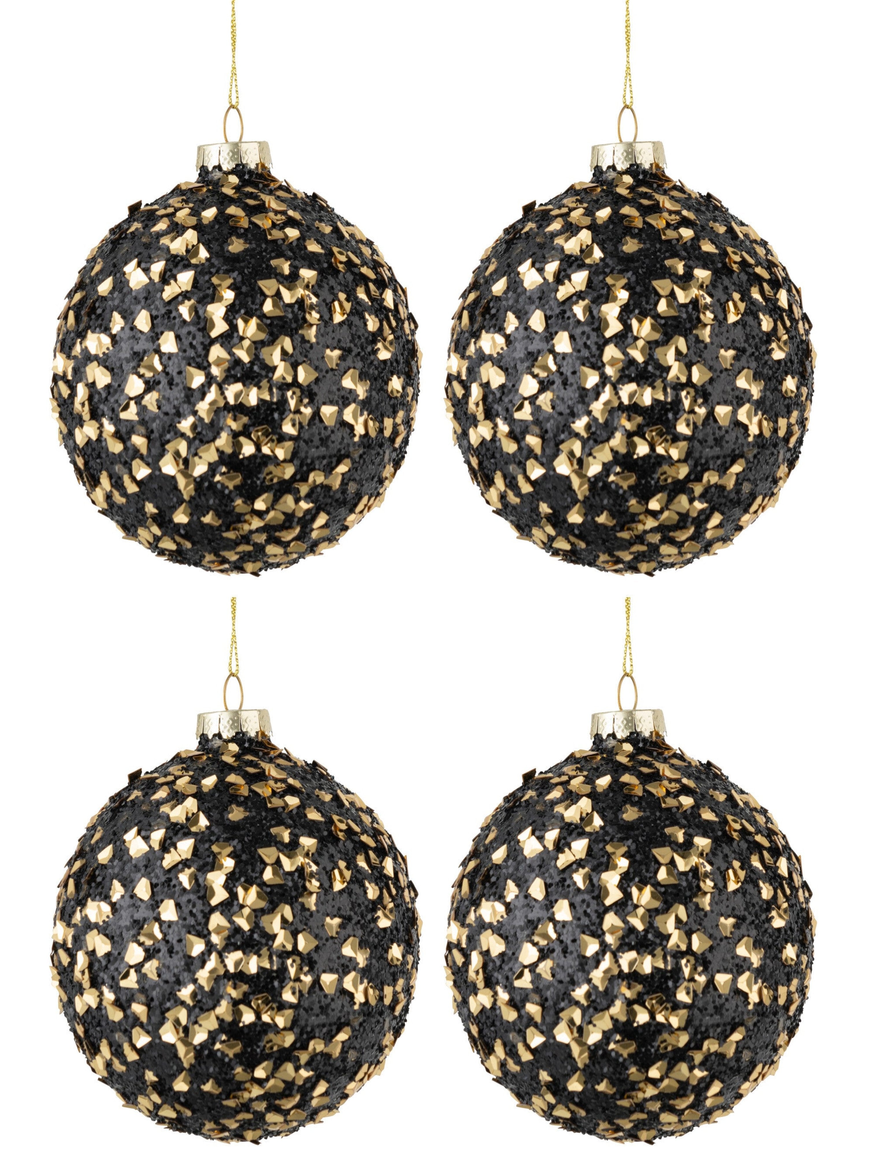 Black Glitter Glass Bauble Ornament