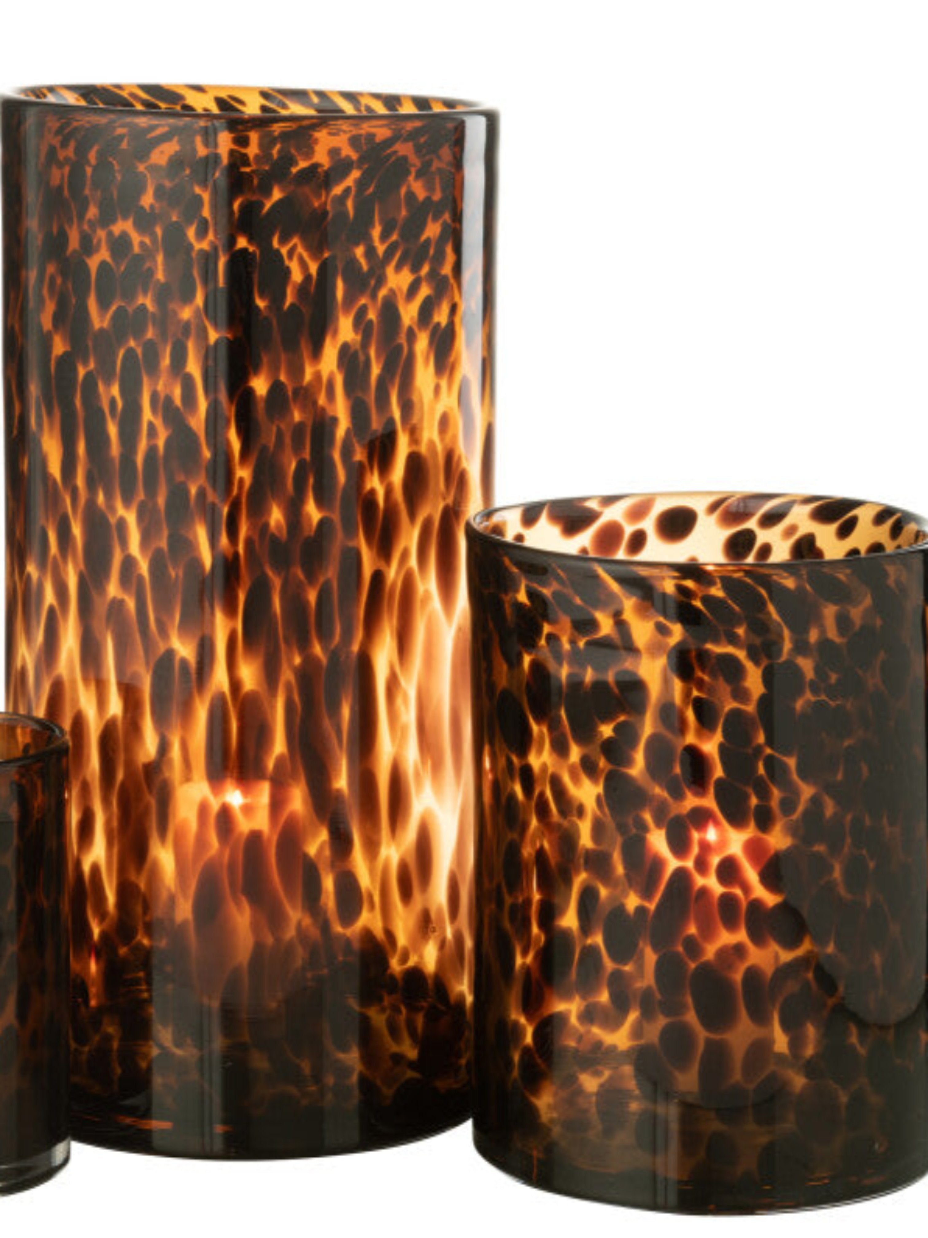 Tortoise Shell Glass Hurricane | Multiple Sizes