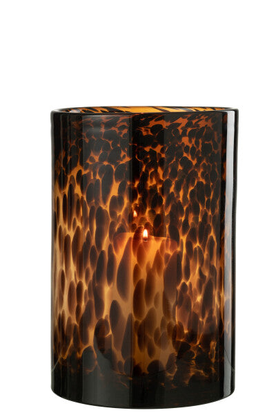 Tortoise Shell Glass Hurricane | Multiple Sizes