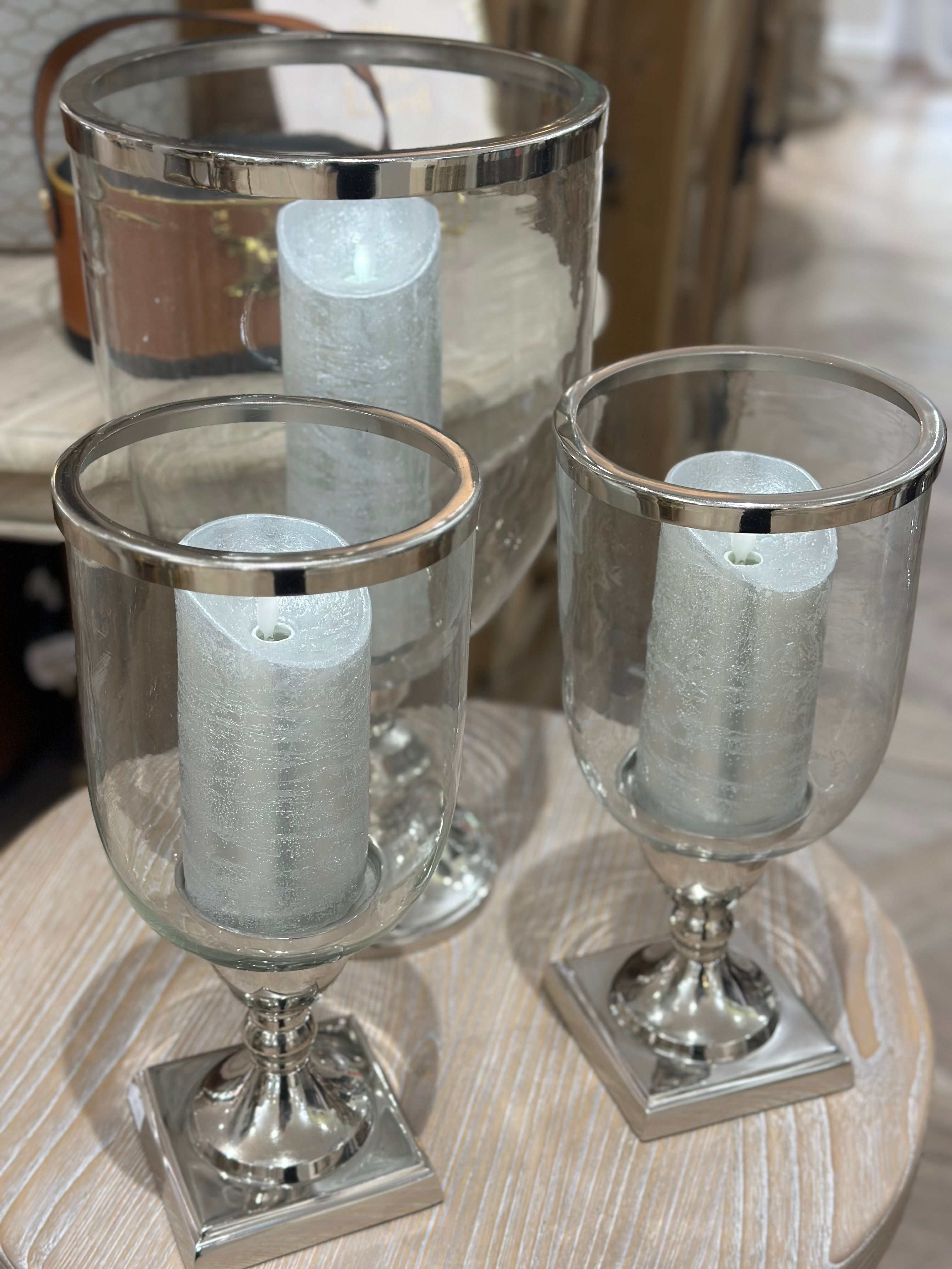 Nickel Tall Round Candle Holder