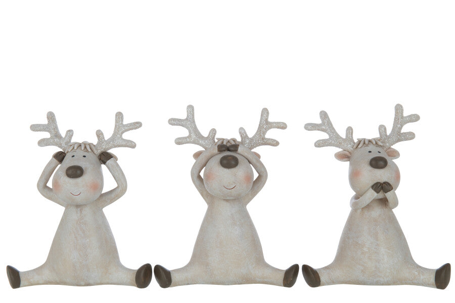 Set of Three See/Hear/Speak No Evil Reindeer Ornaments | Multiple Sizes