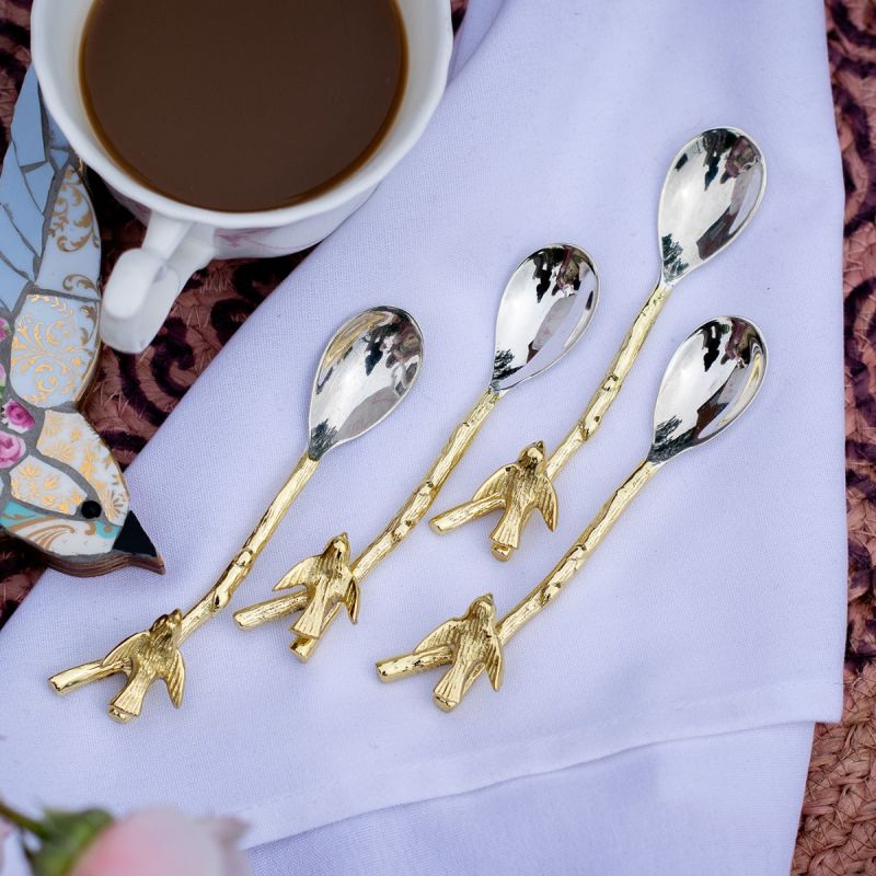 Culinary Concepts Set of Four Coffee Spoons with Swallow Design