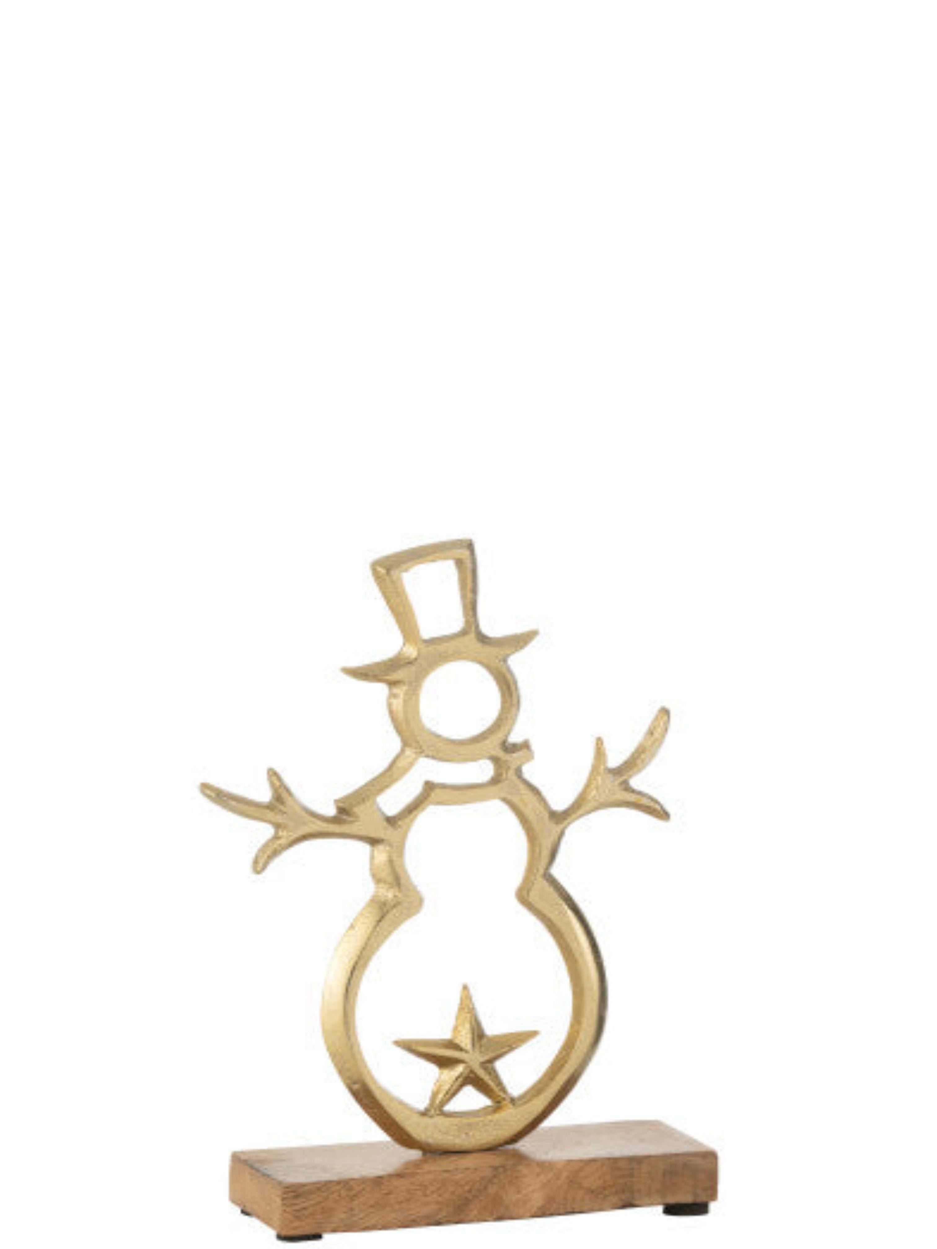 Snowman Star Ornament on Wooden Base