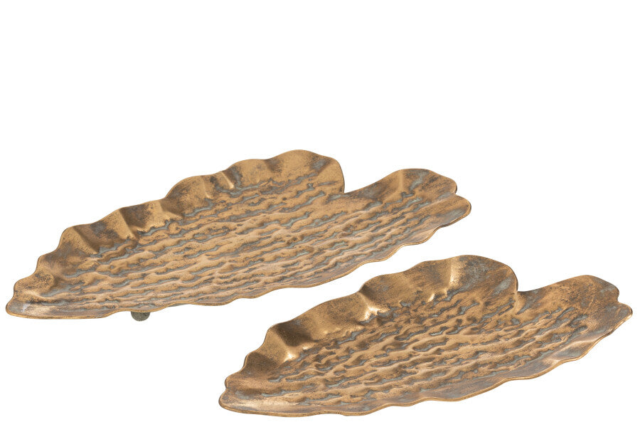 Set of 2 Metal Leaf Trays