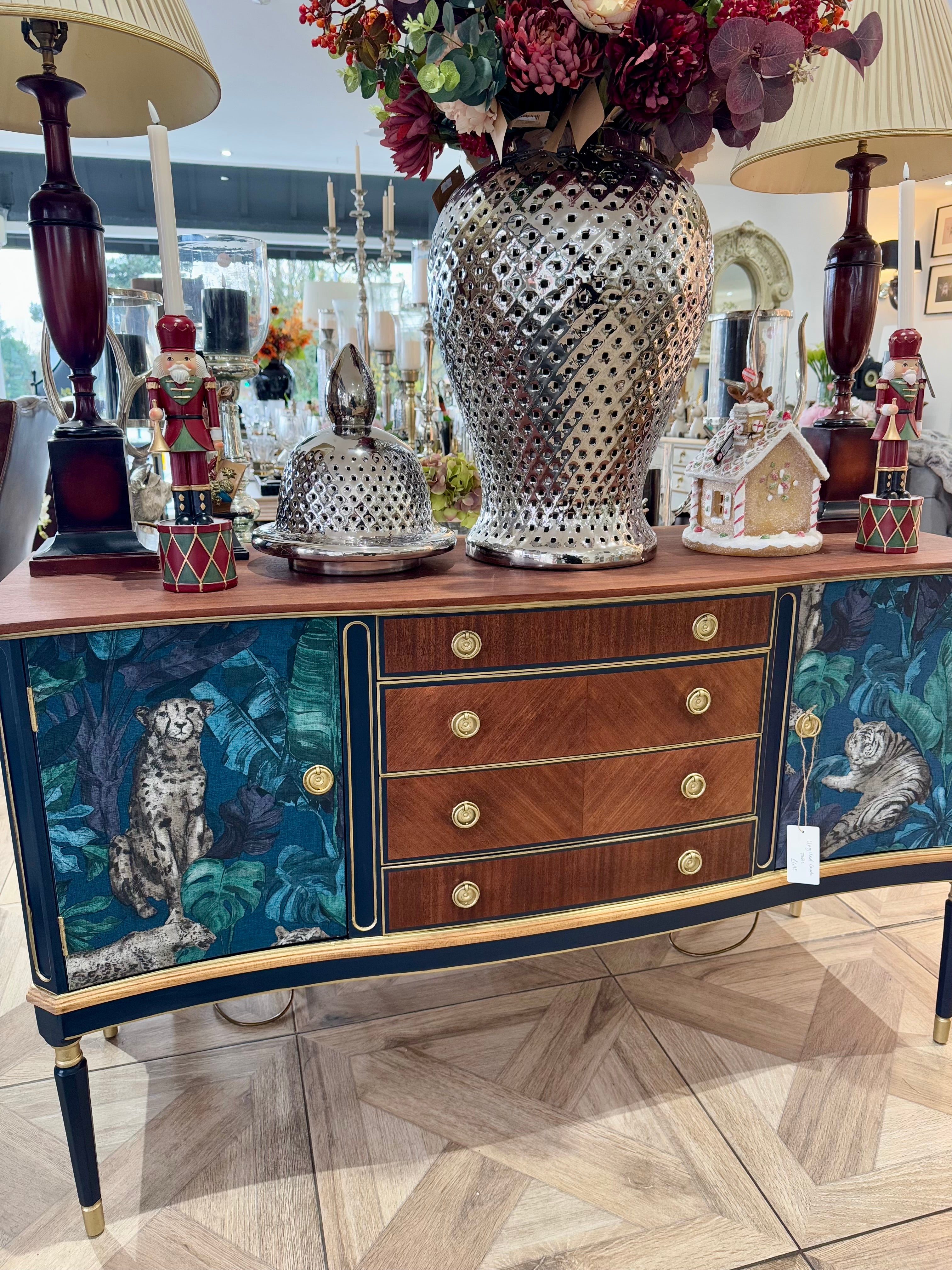 Mid Century Regal Antique Leopard Jungle Upcycled Sideboard