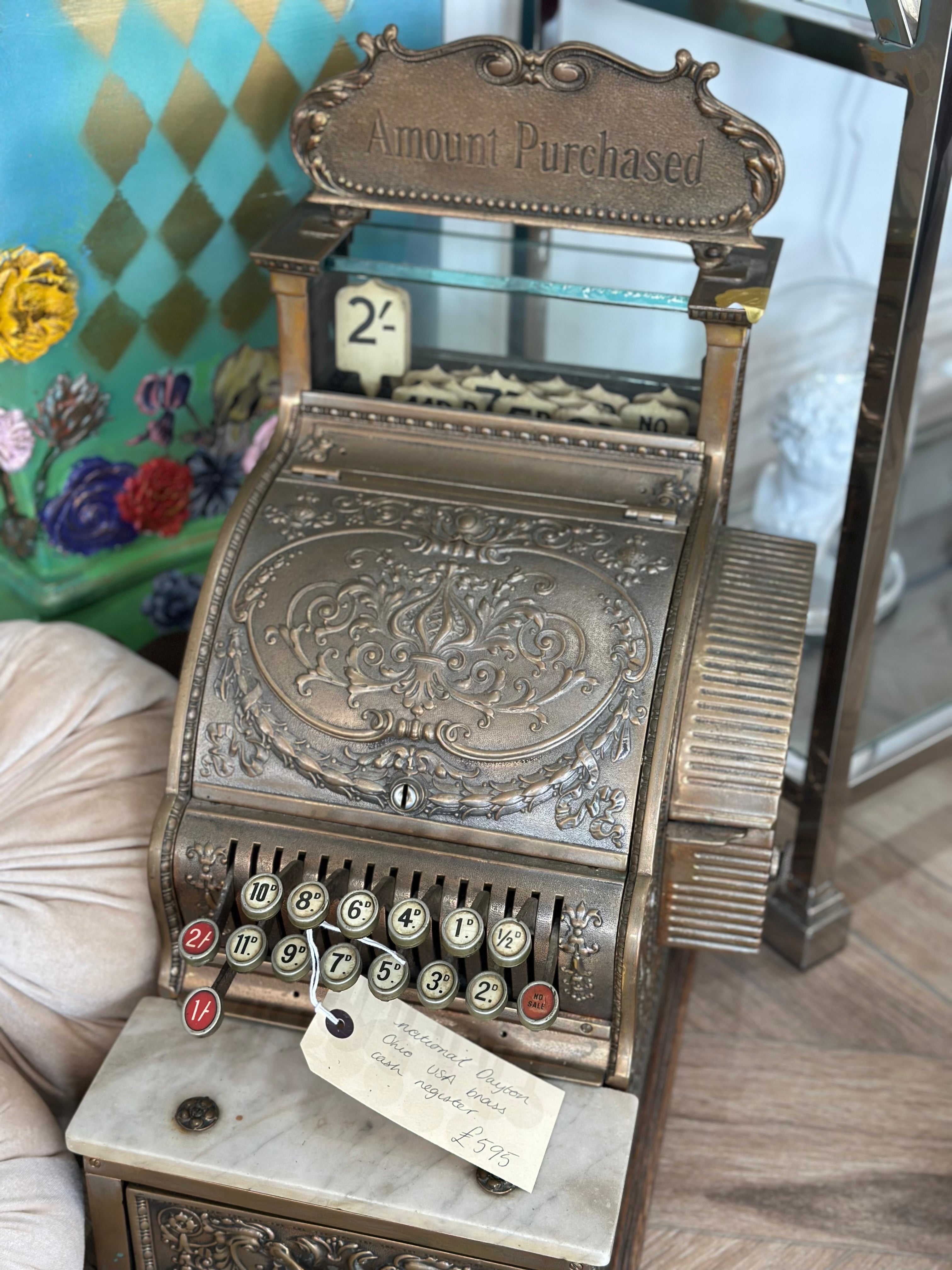 National Dayton Ohio USA Brass Cash Register