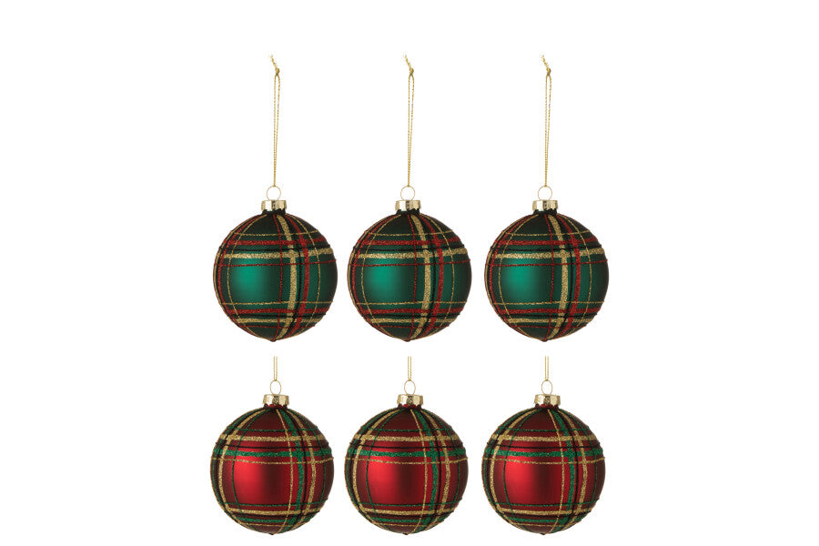 Checkered Glitter Glass Bauble Ornament | Multiple Colours