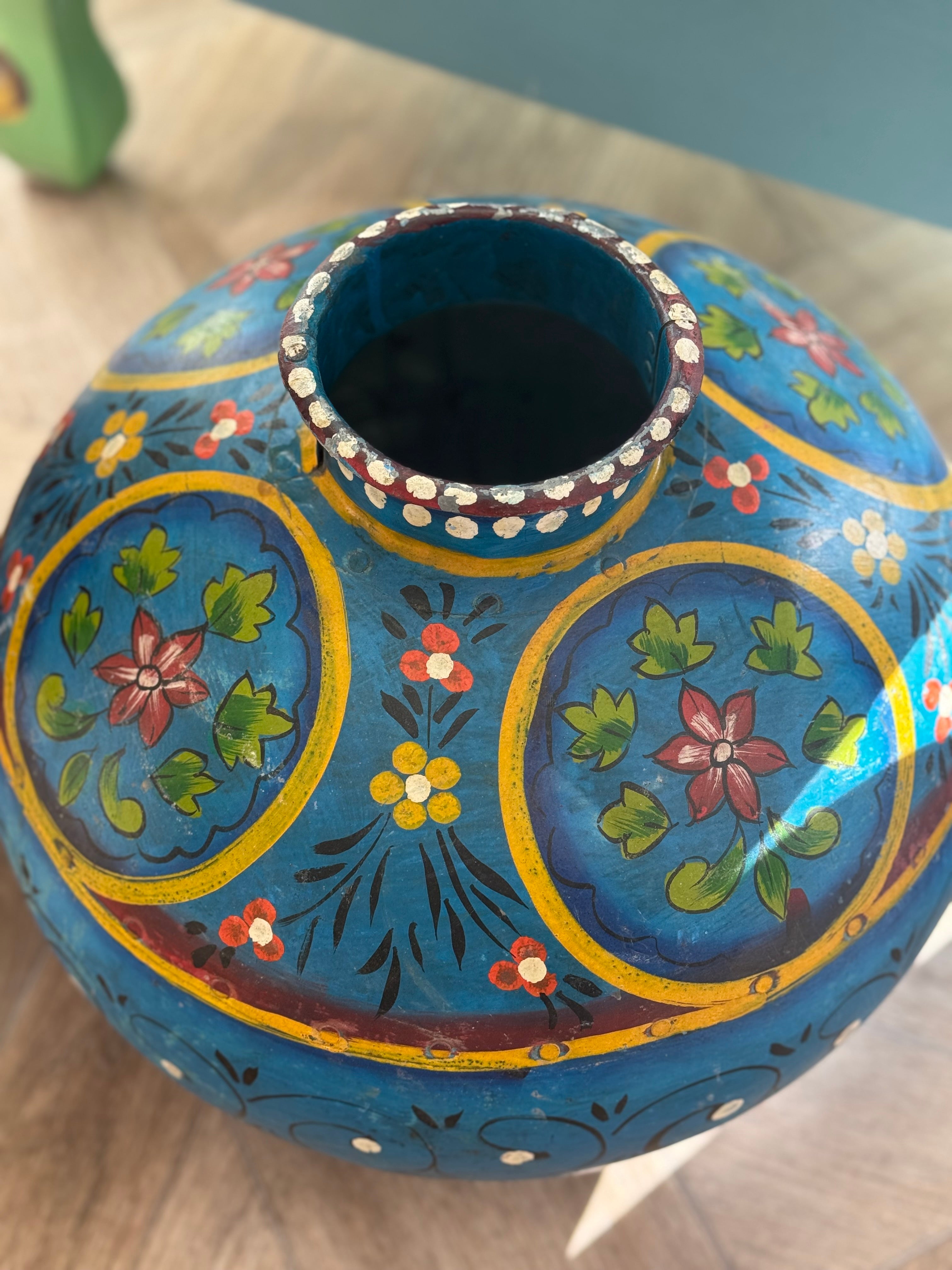 Small Blue Handpainted Matka Vase