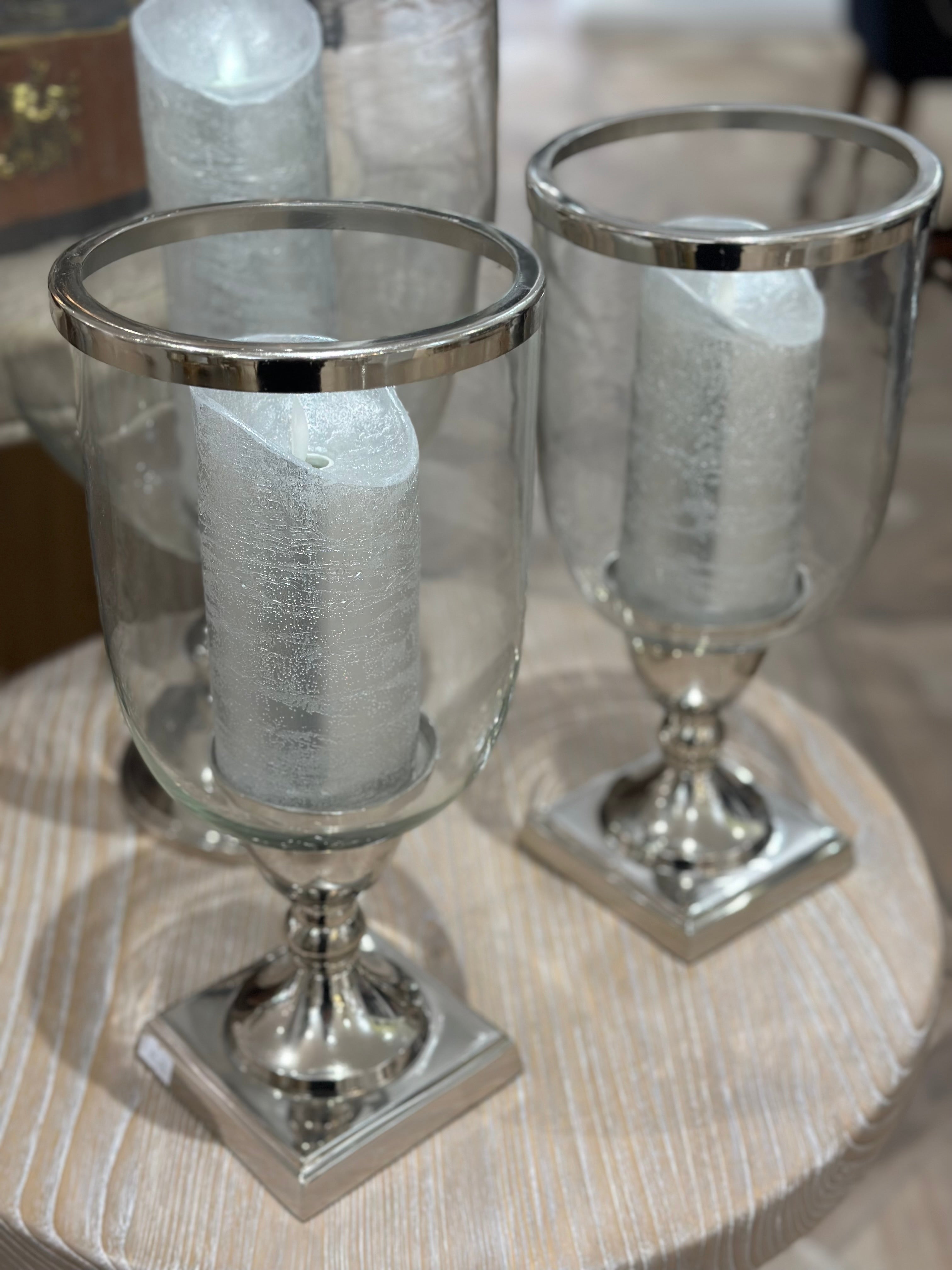 Nickel Tall Round Candle Holder