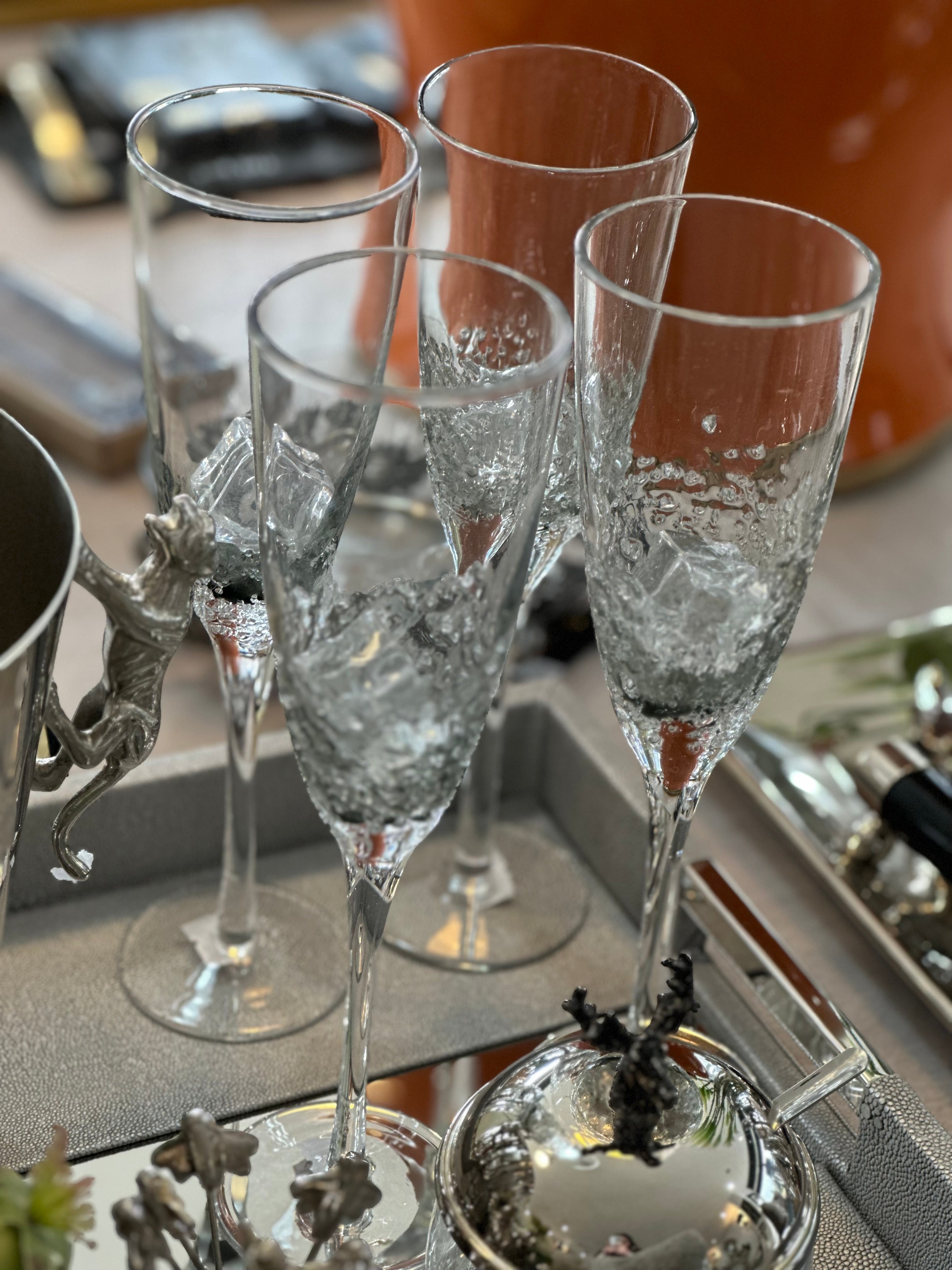 Textured Glass Champagne Flute
