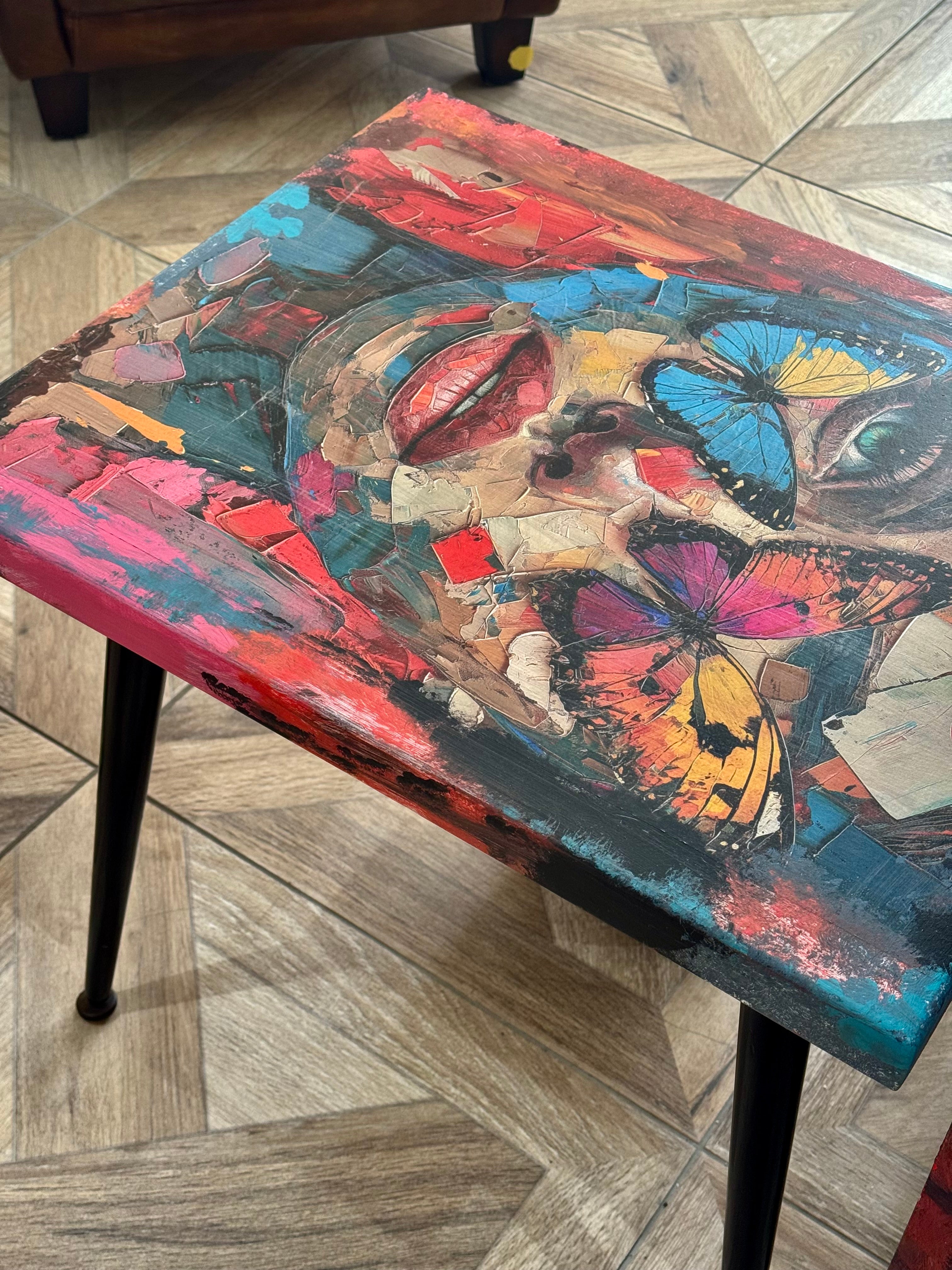 Colourful Upcycled Face Table