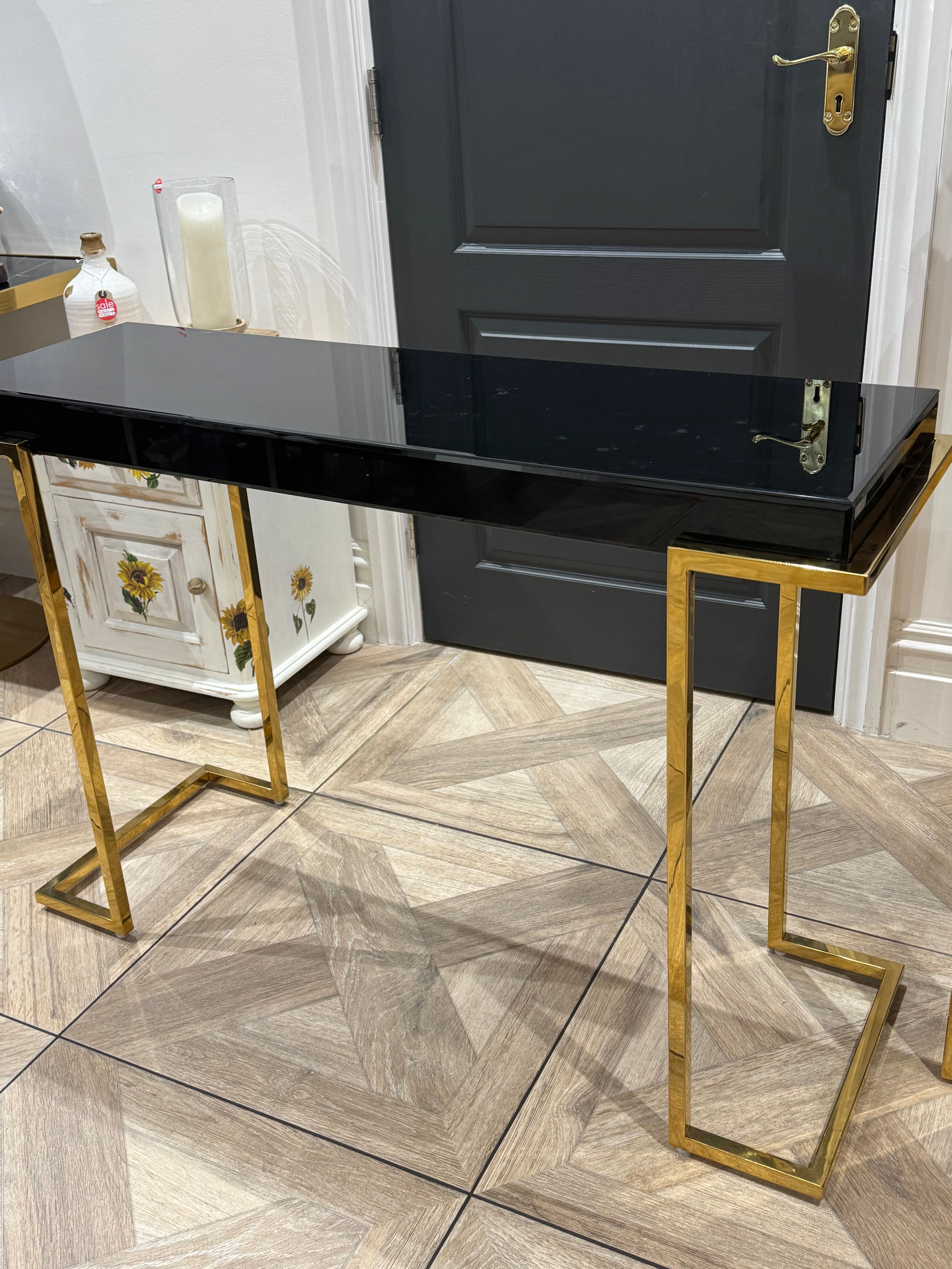 EX DISPLAY | Gold and Black Console Table