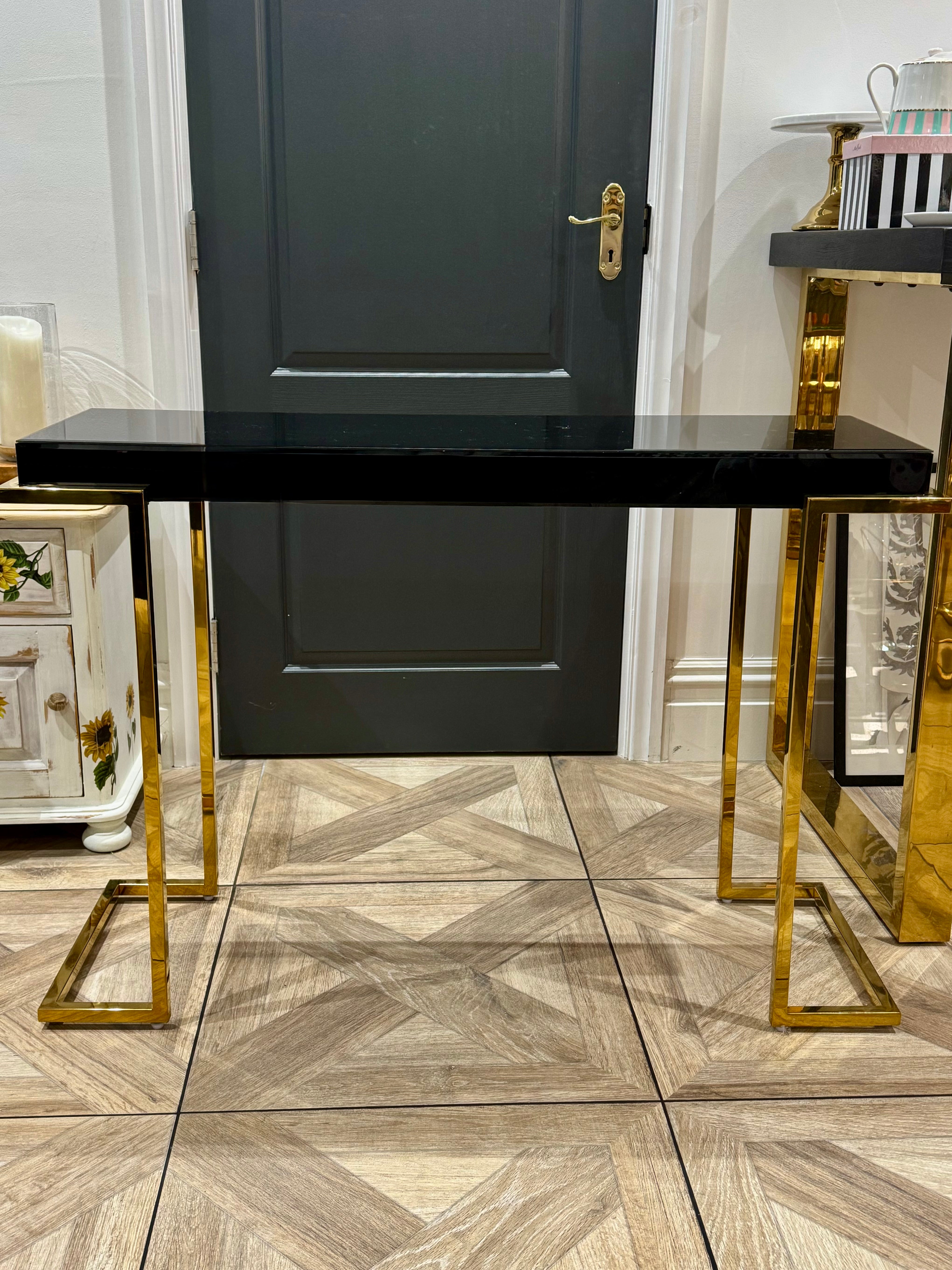 EX DISPLAY | Gold and Black Console Table