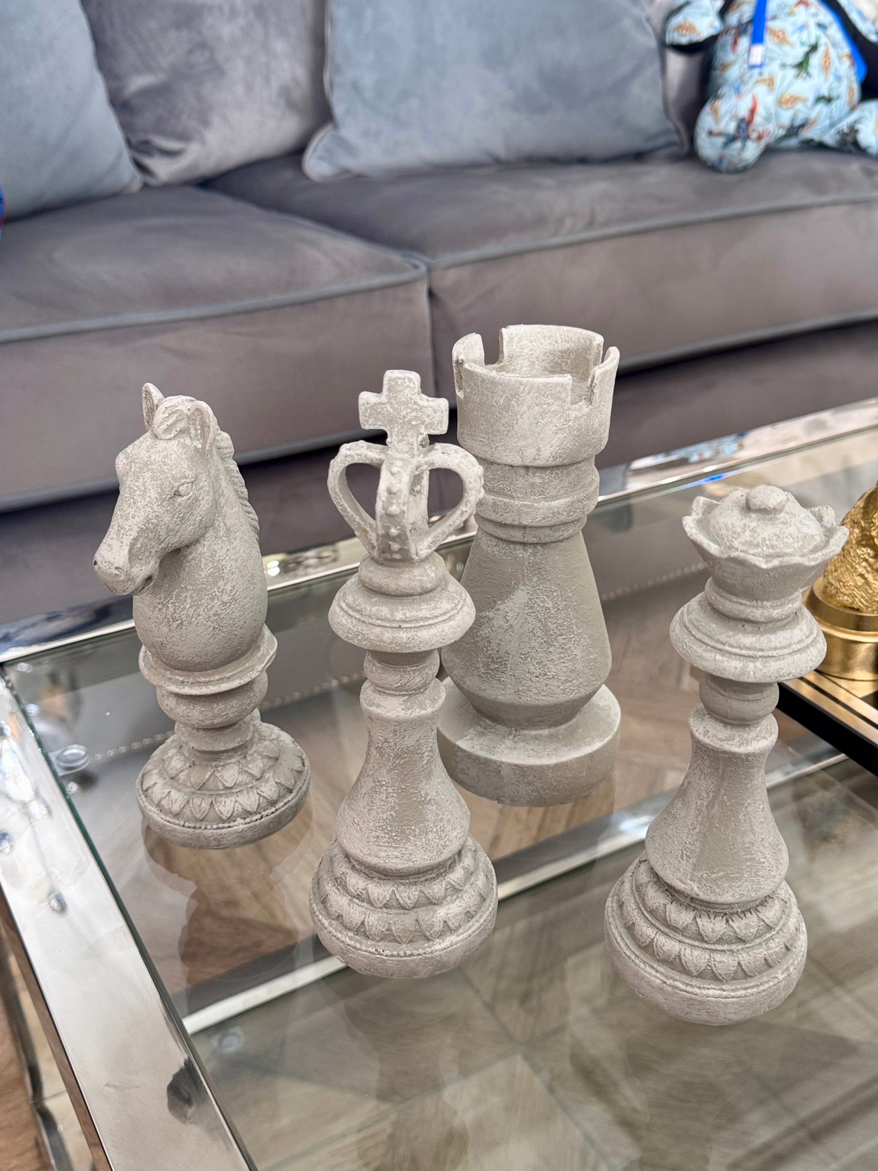 Rough Grey Chess Pieces (Assortment of 4) | Multiple Sizes