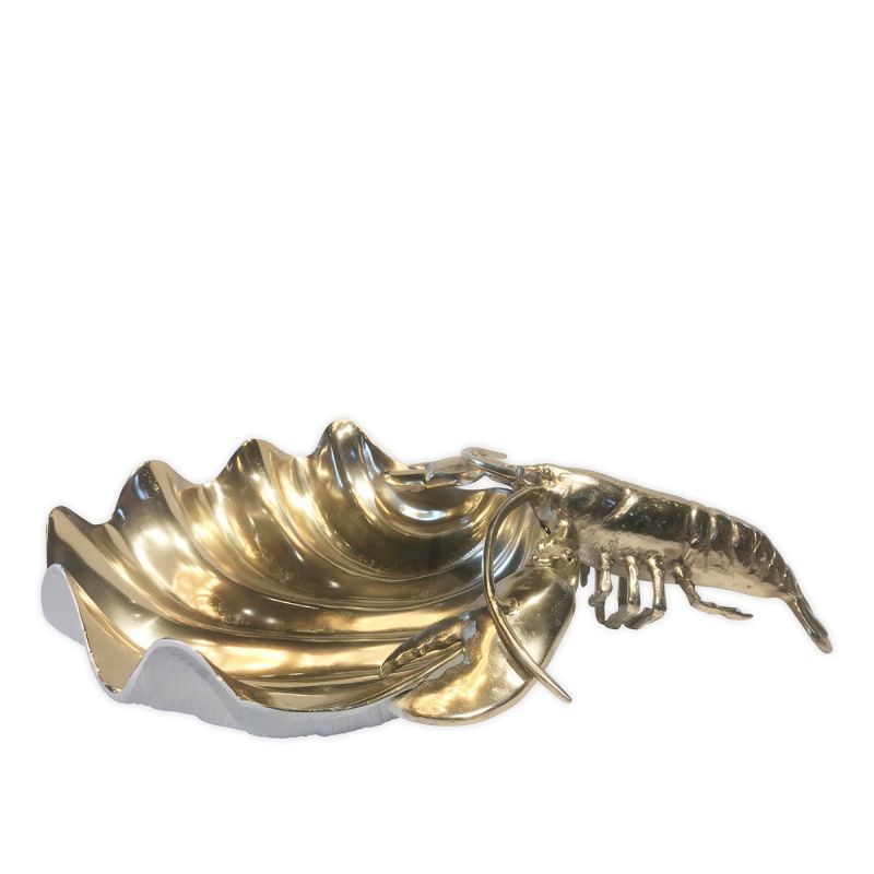 Culinary Concepts Gold and White Enamel Lobster and Shell Champagne Cooler