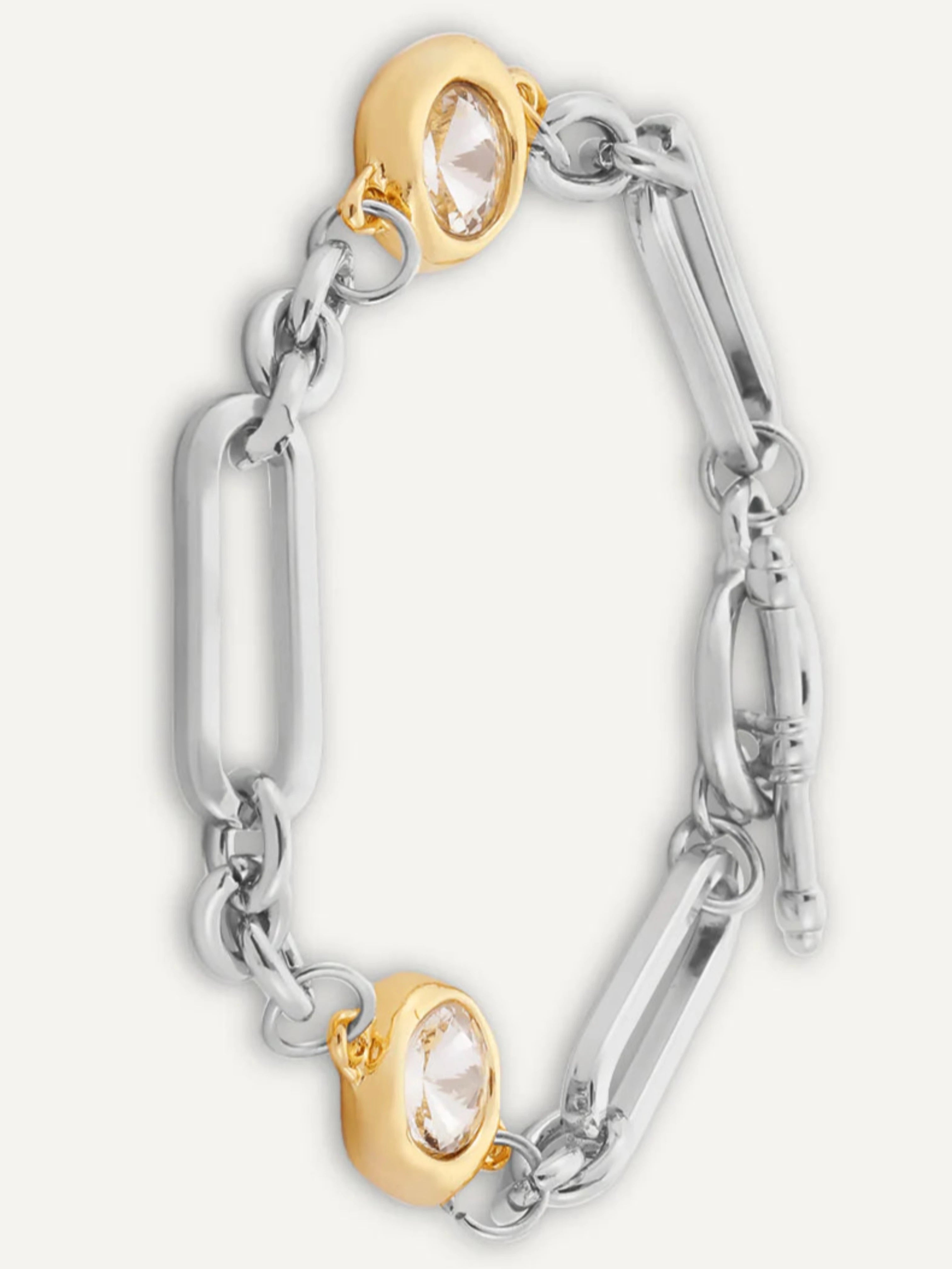 Crystal T-Bar Chain-Link Bracelet | Multiple Colours