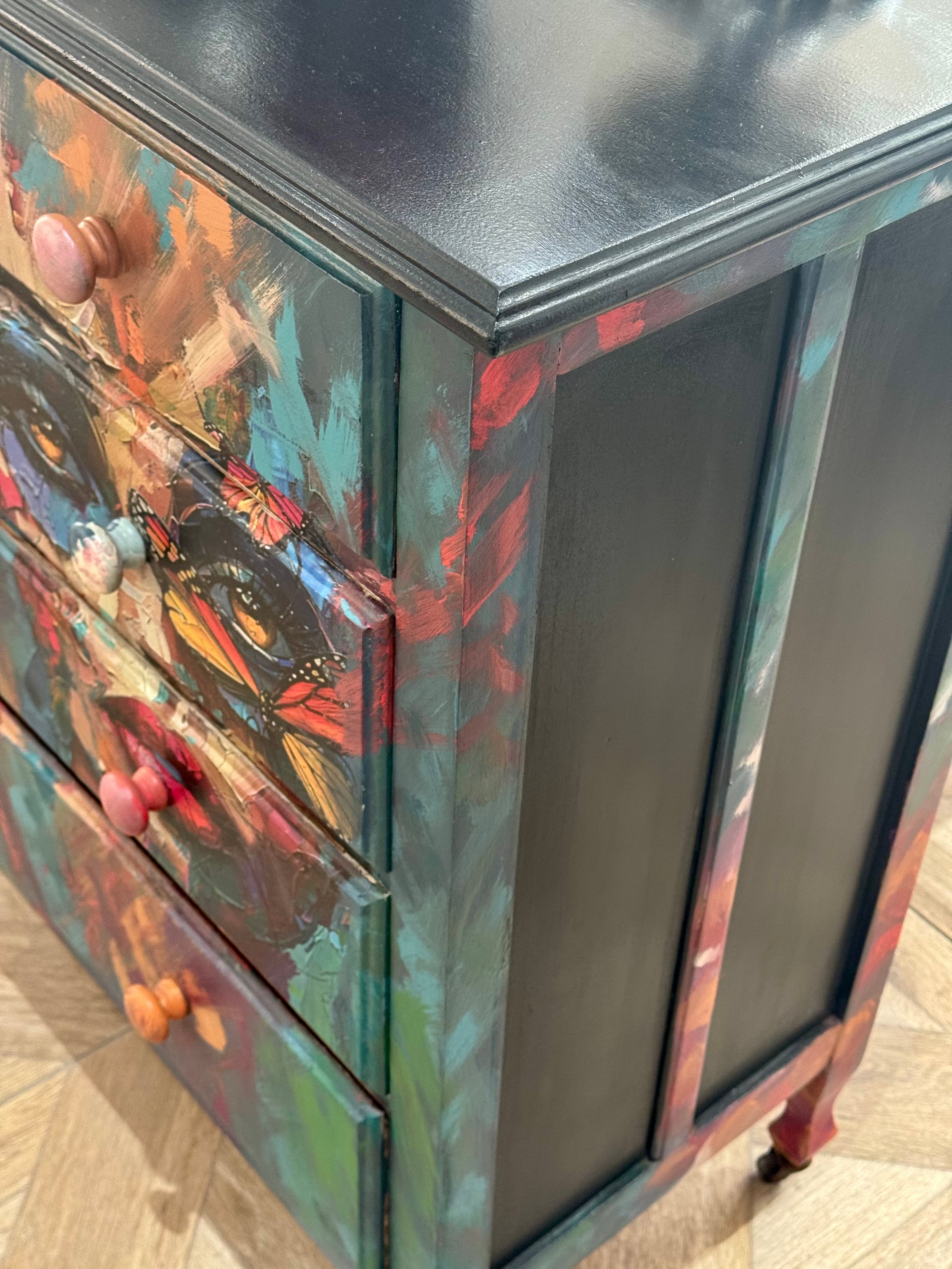 Colourful Upcycled Face Set of Drawers