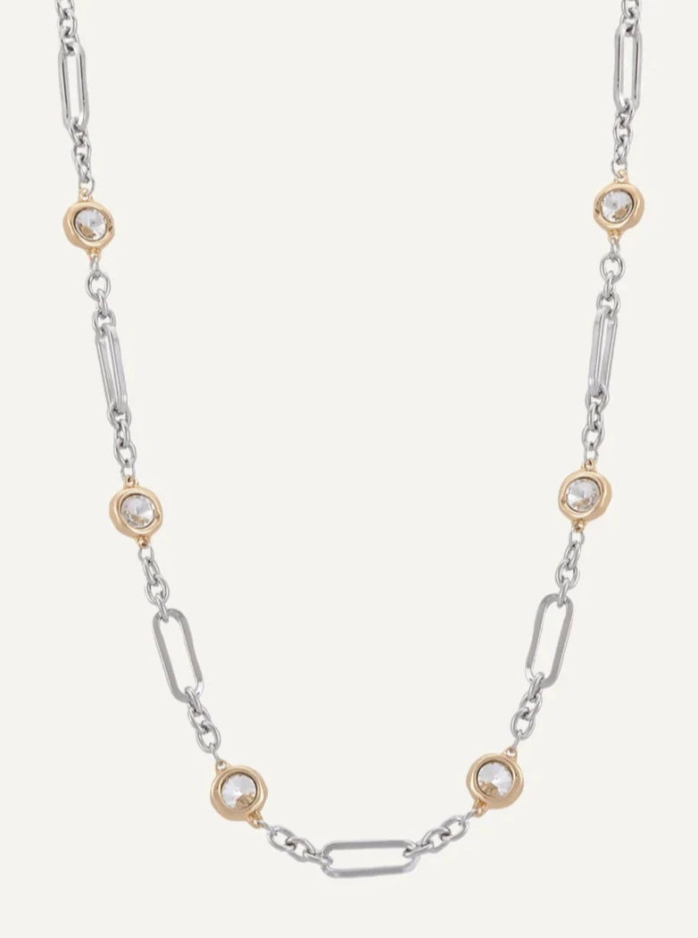 Long Crystal Chain-Link Necklace | Multiple Colours