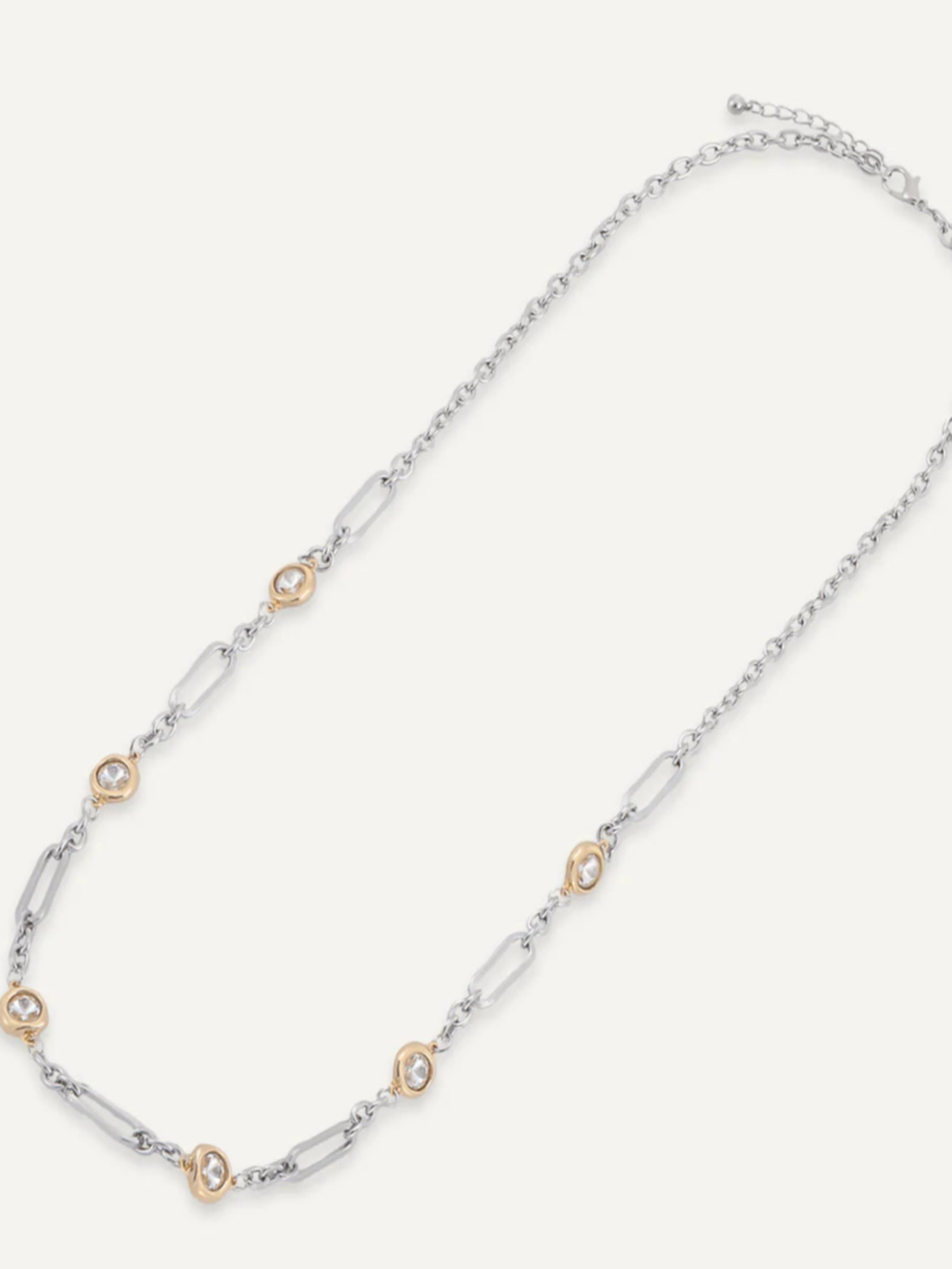 Long Crystal Chain-Link Necklace | Multiple Colours