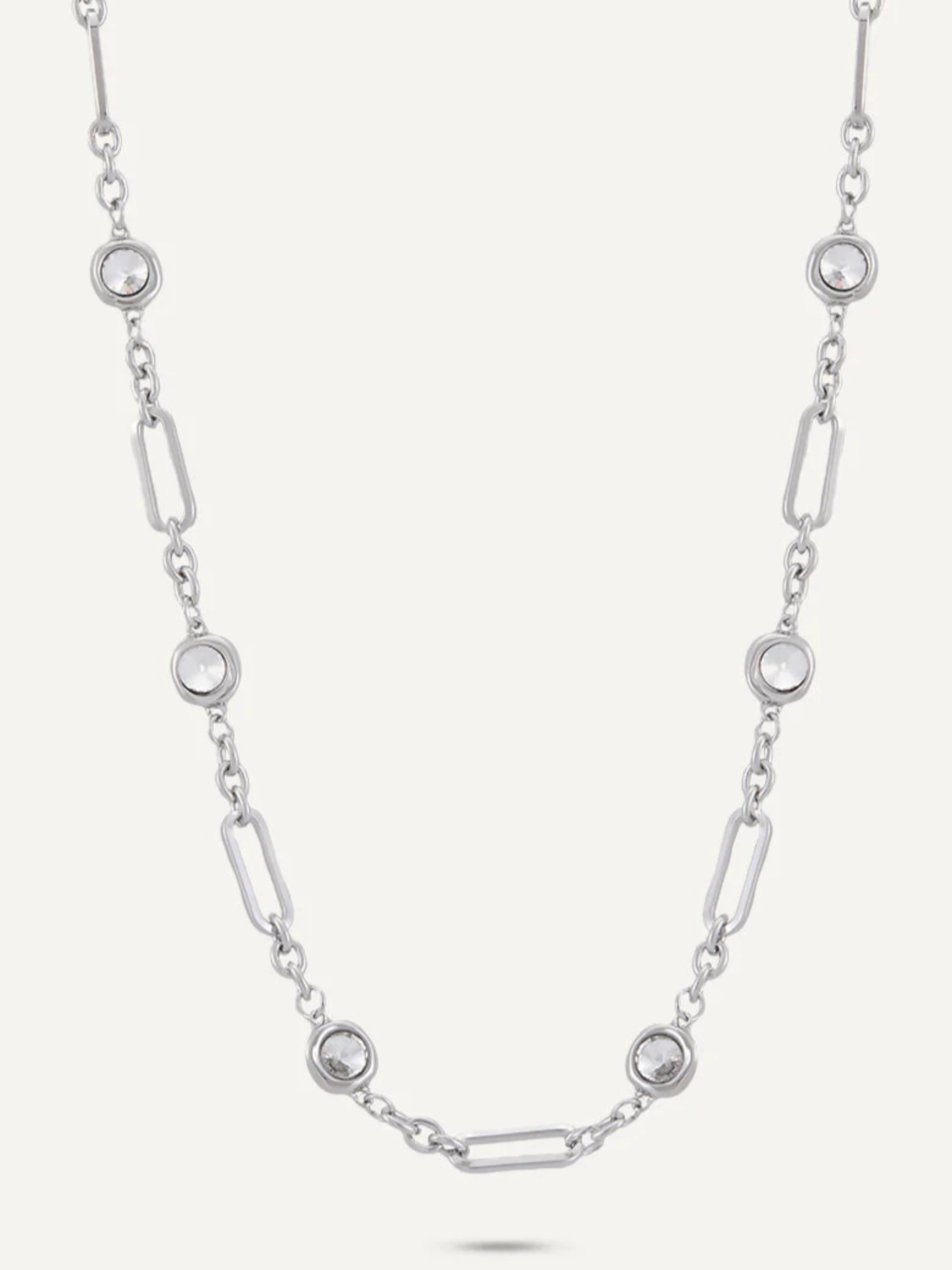 Long Crystal Chain-Link Necklace | Multiple Colours