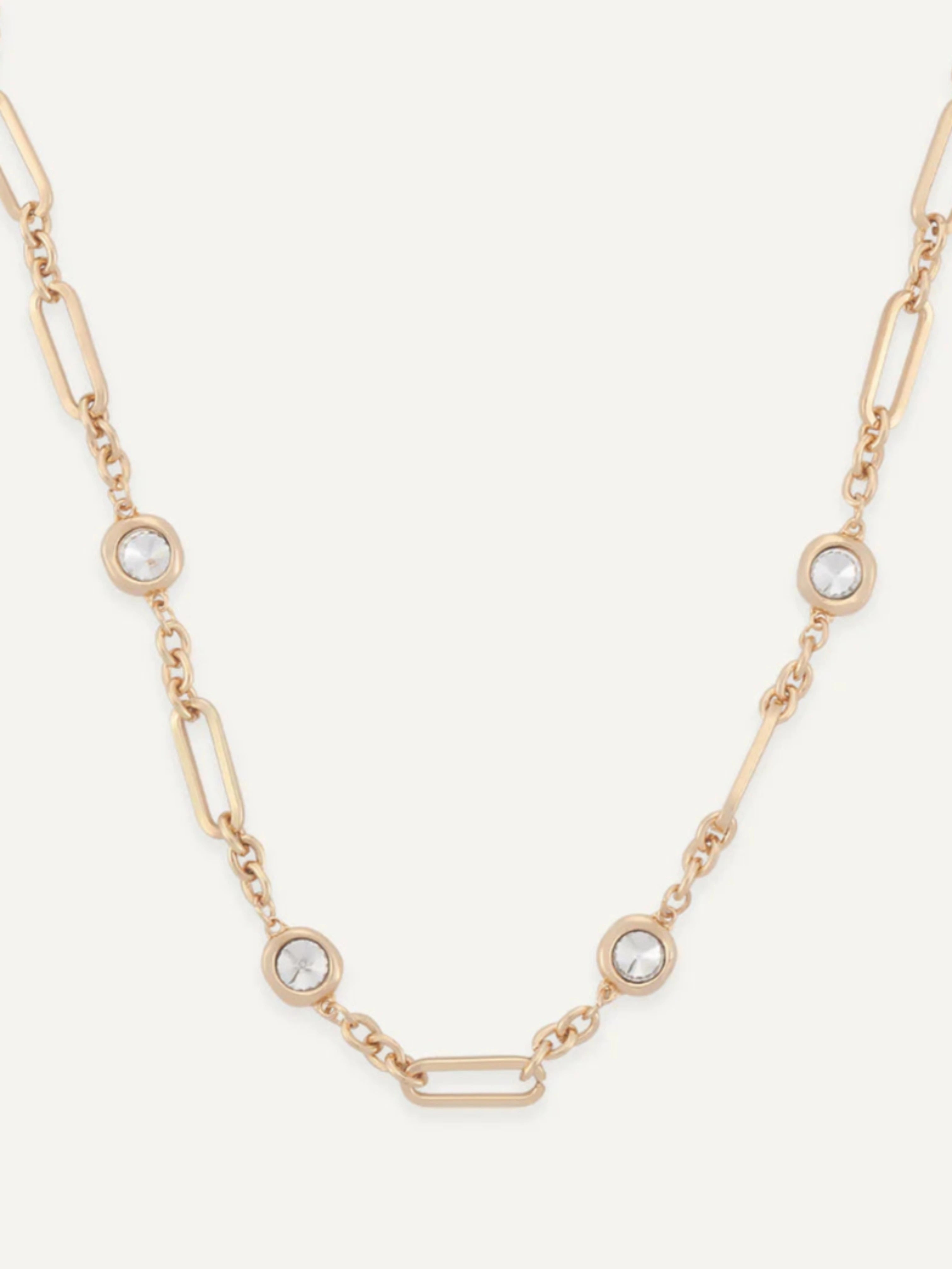 Crystal Chain-Link Short Necklace | Multiple Colours