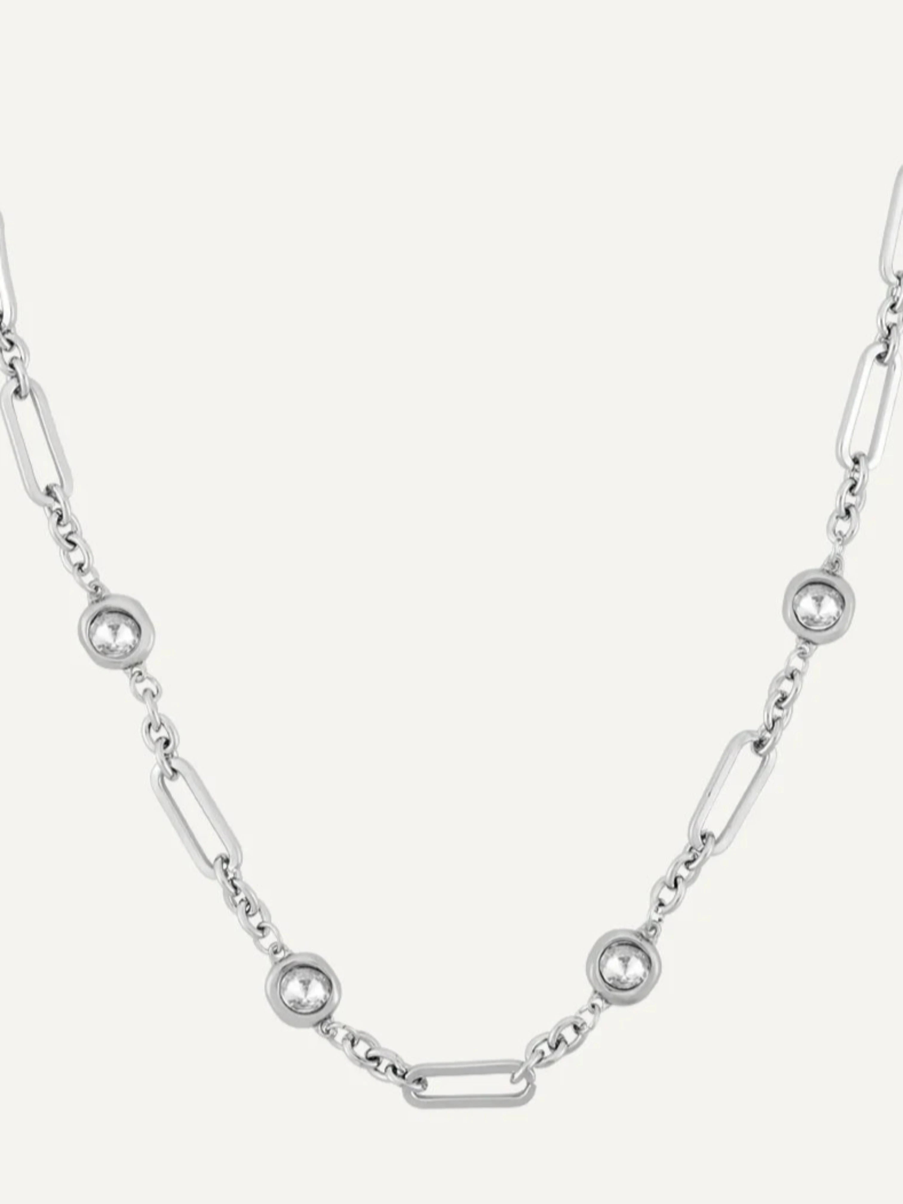 Crystal Chain-Link Short Necklace | Multiple Colours