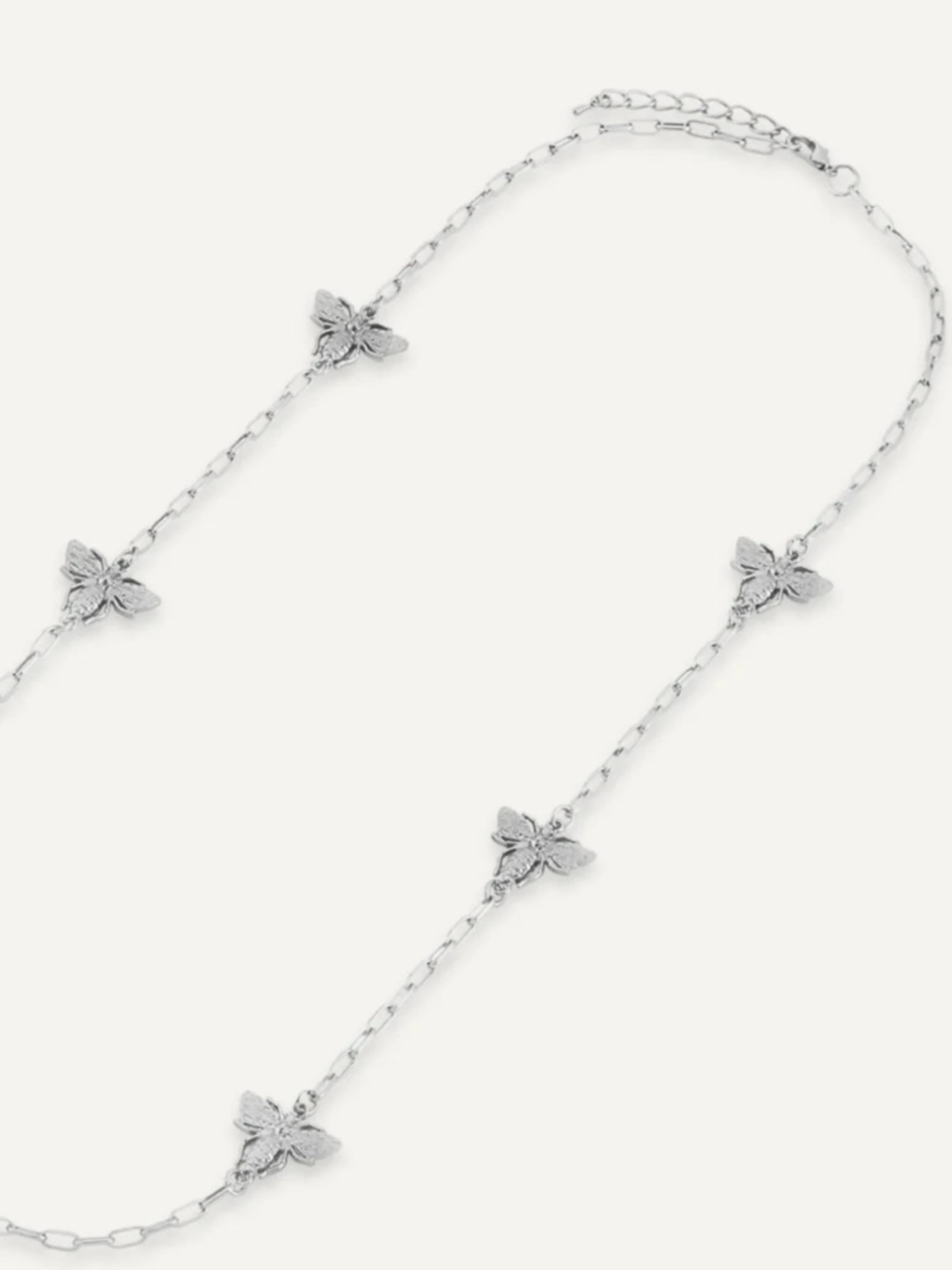 T-Bar Bee Long Necklace In Silver-Tone