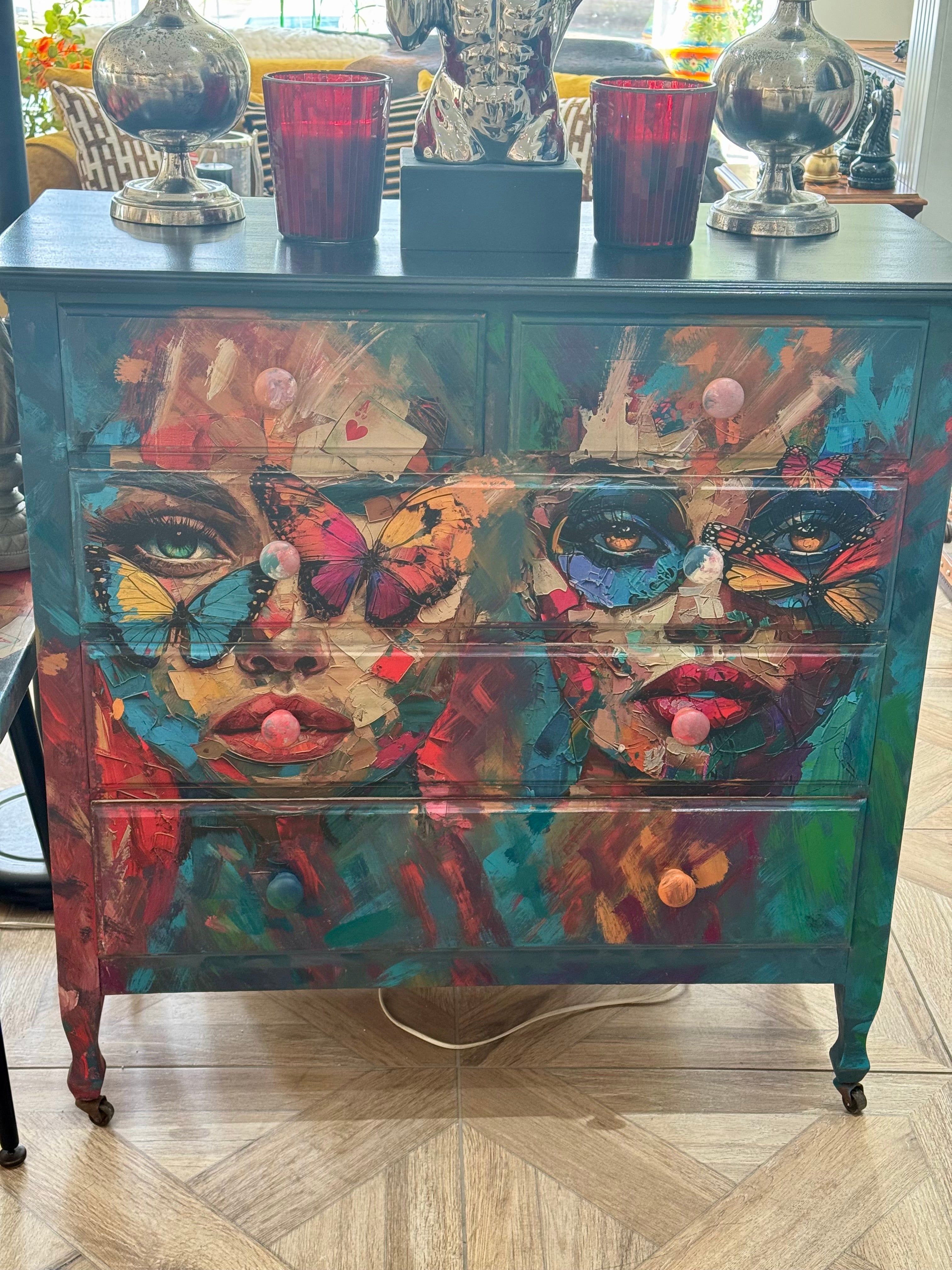 Colourful Upcycled Face Set of Drawers