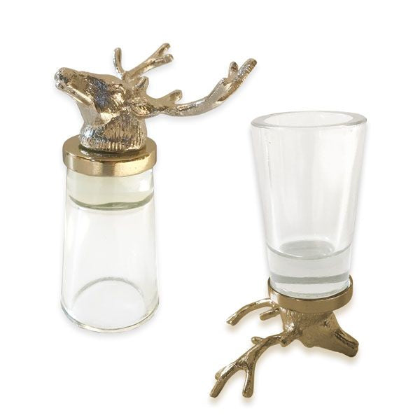 Culinary Concepts Set of 2 Stag Shot Glasses with Gold Finish