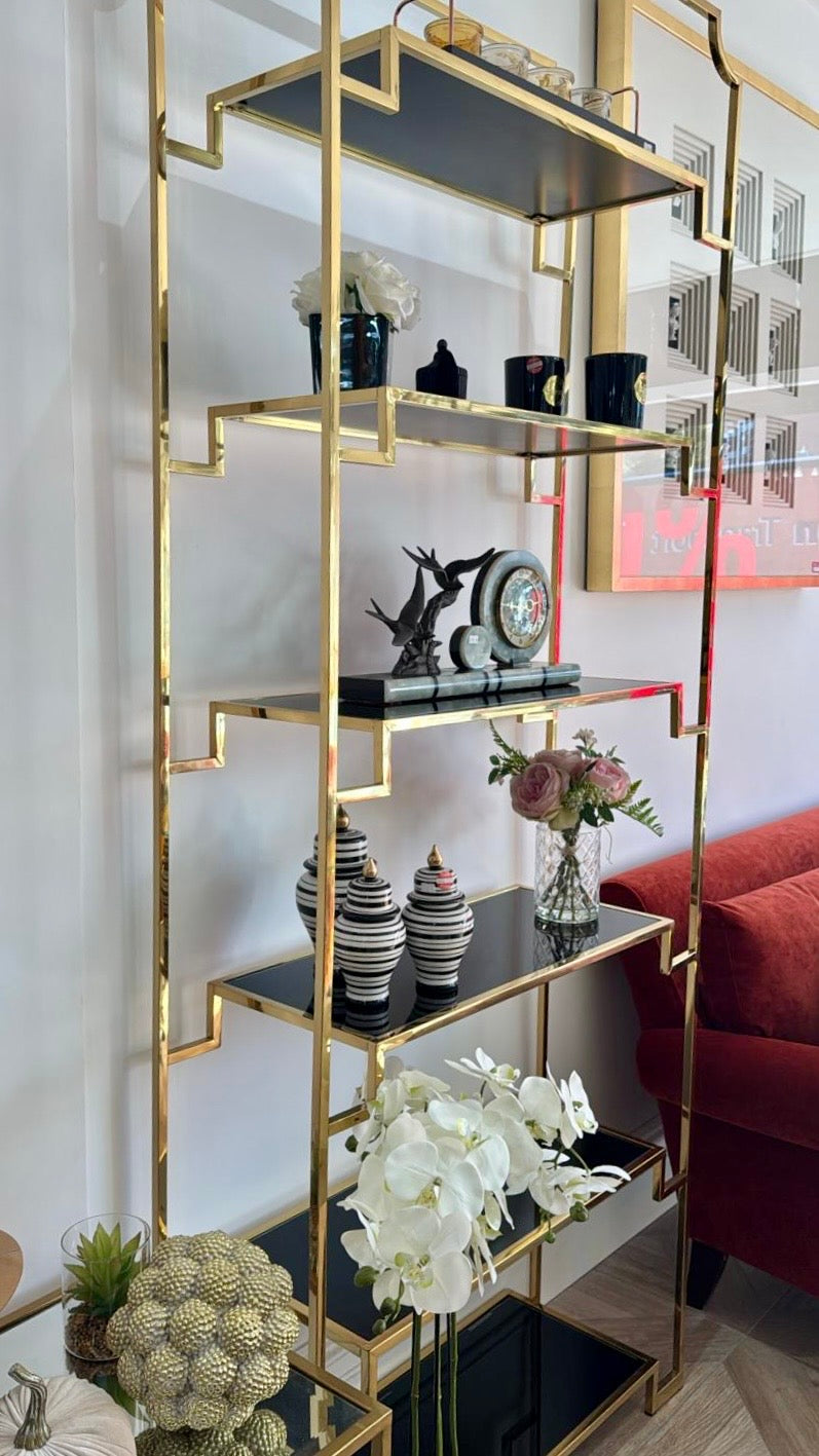 EX DISPLAY | Gold and Black 6 Tiered Shelving Unit