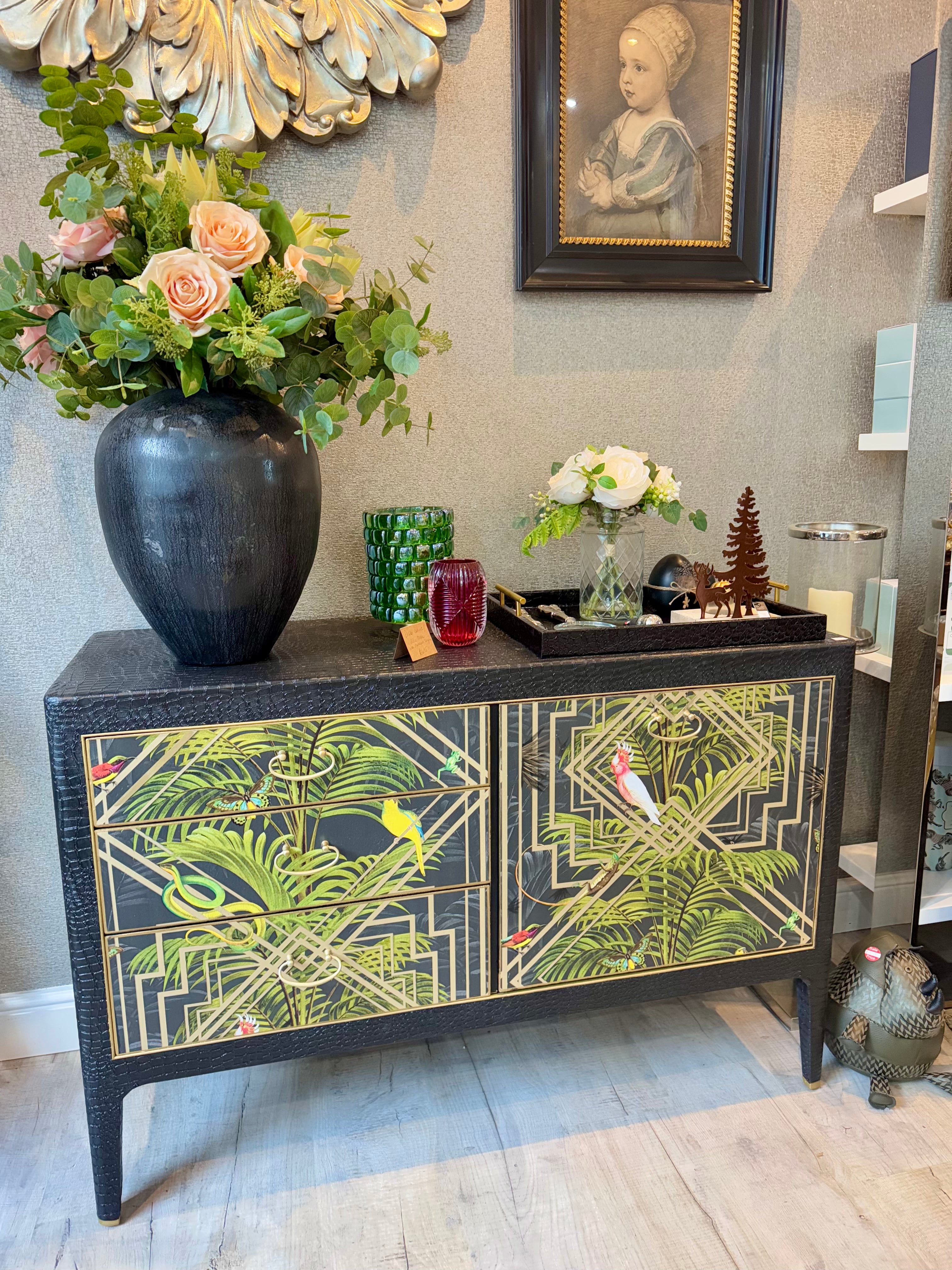 Mid Century Retro Antique Jungle Upcycled Sideboard