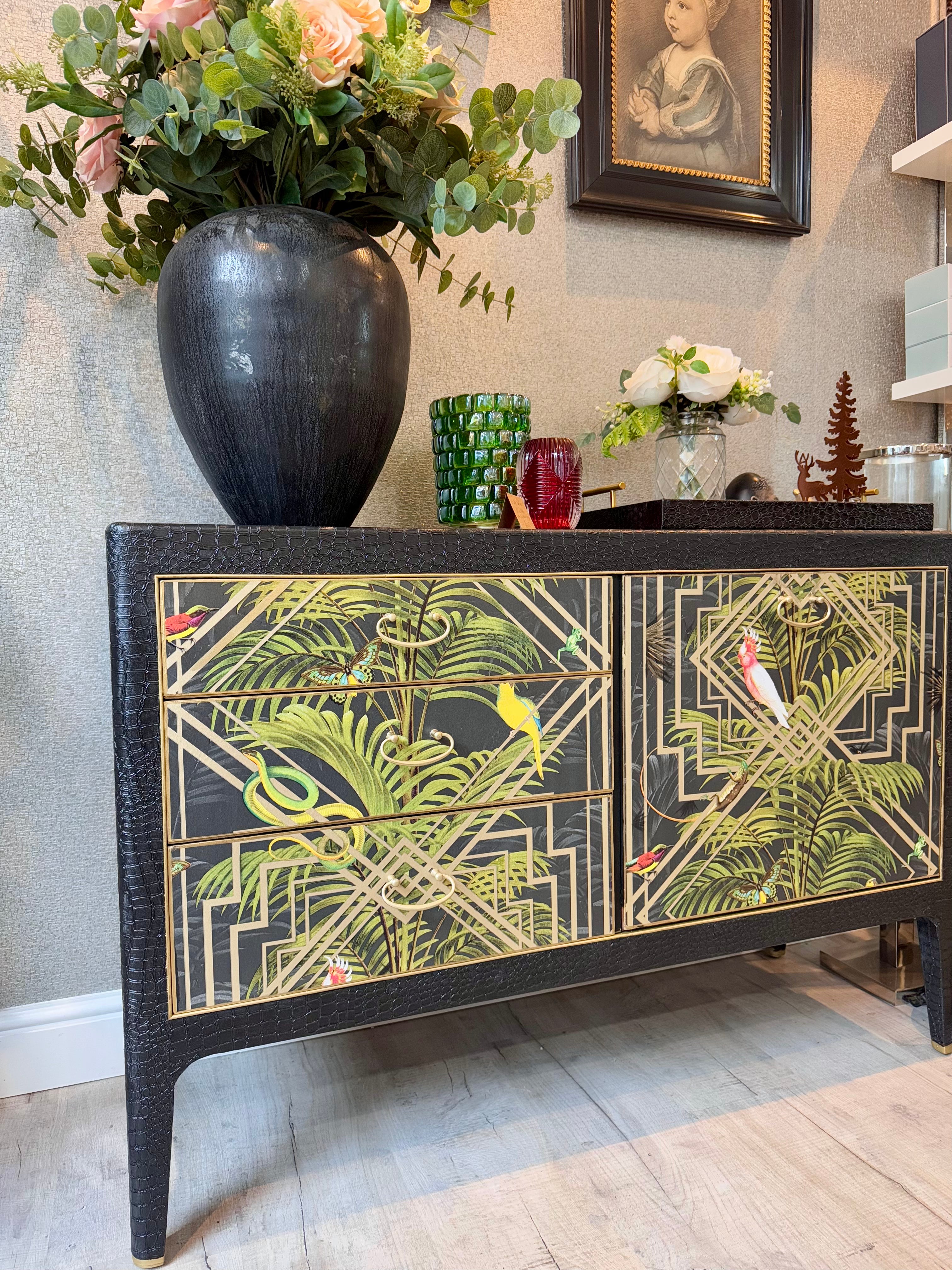 Mid Century Retro Antique Jungle Upcycled Sideboard