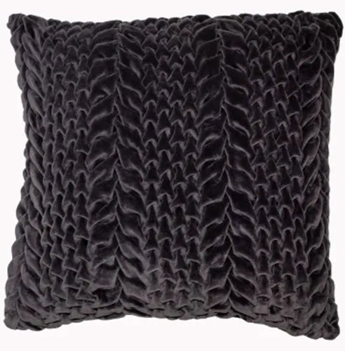 Smocked Velvet Dunand Charcoal Cushion