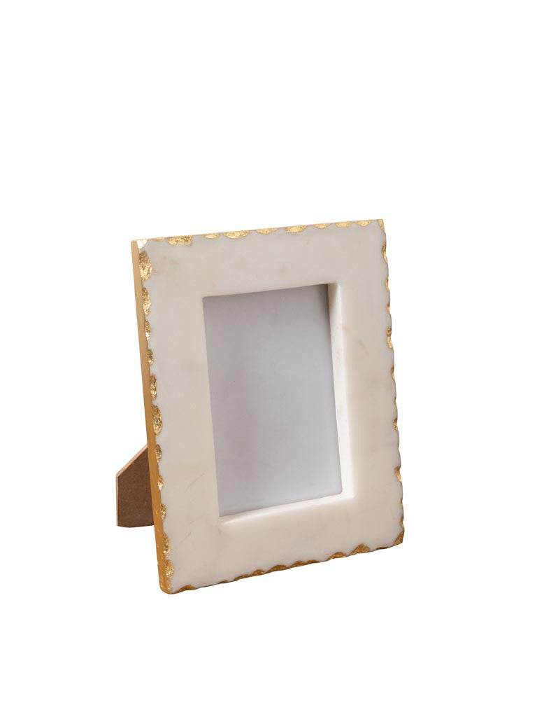 White Marble and Gold Foil Photo Frame