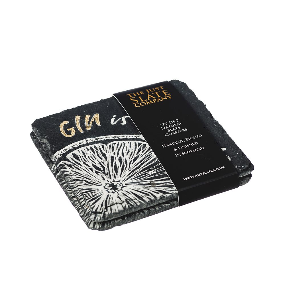 The Just Slate Company Set of Two Gold Leaf Gin Is My Tonic Coasters