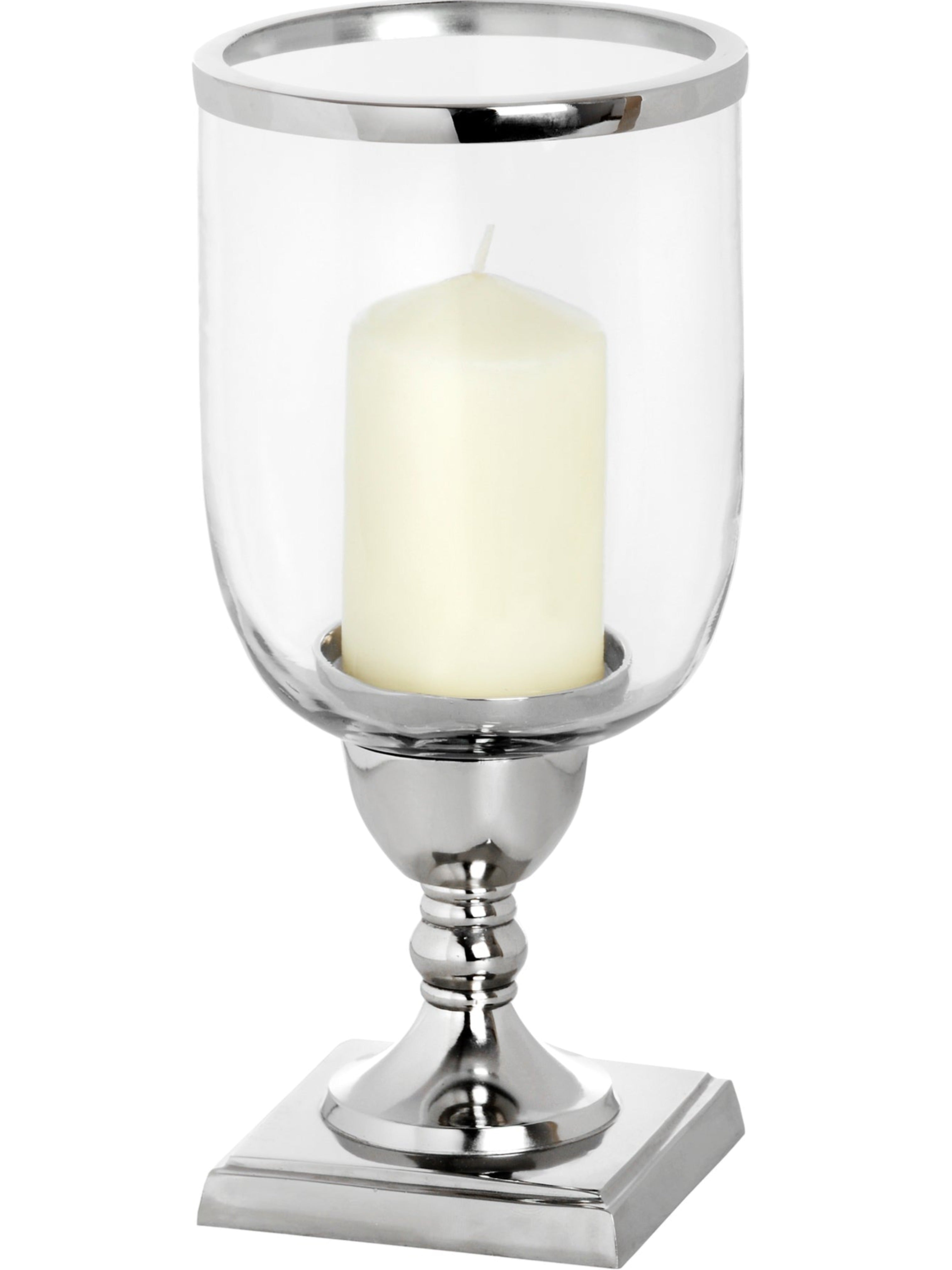 Nickel Tall Round Candle Holder