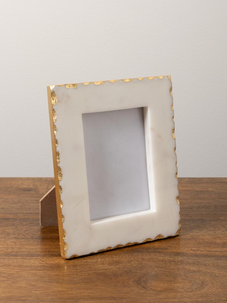 White Marble and Gold Foil Photo Frame