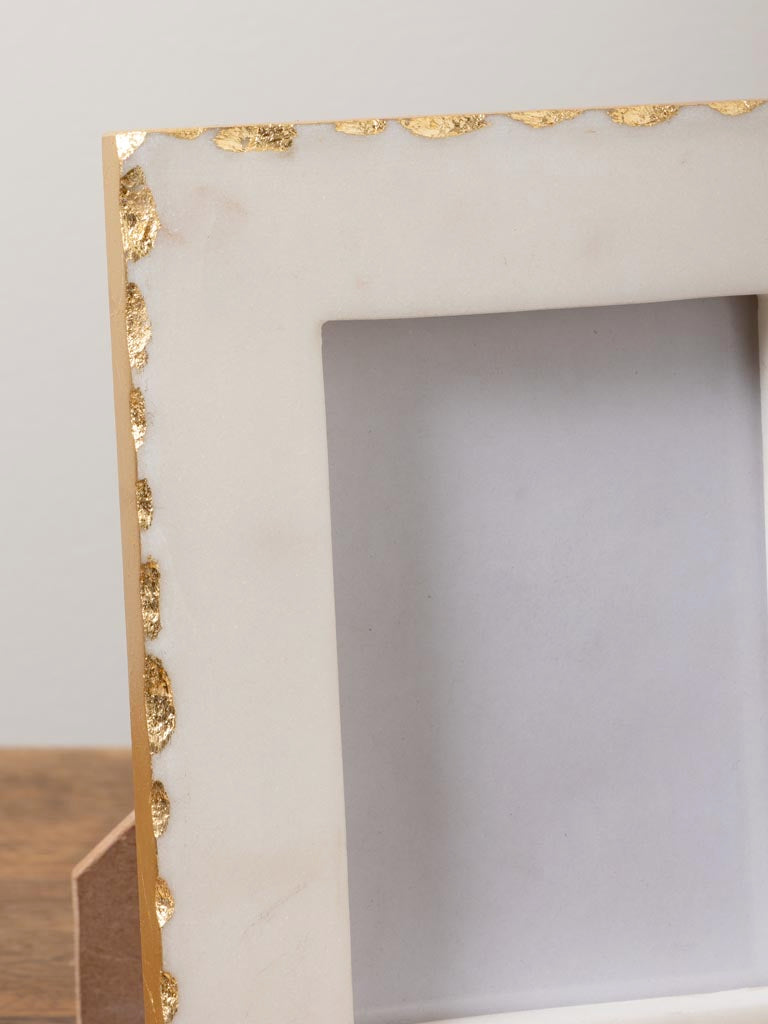 White Marble and Gold Foil Photo Frame