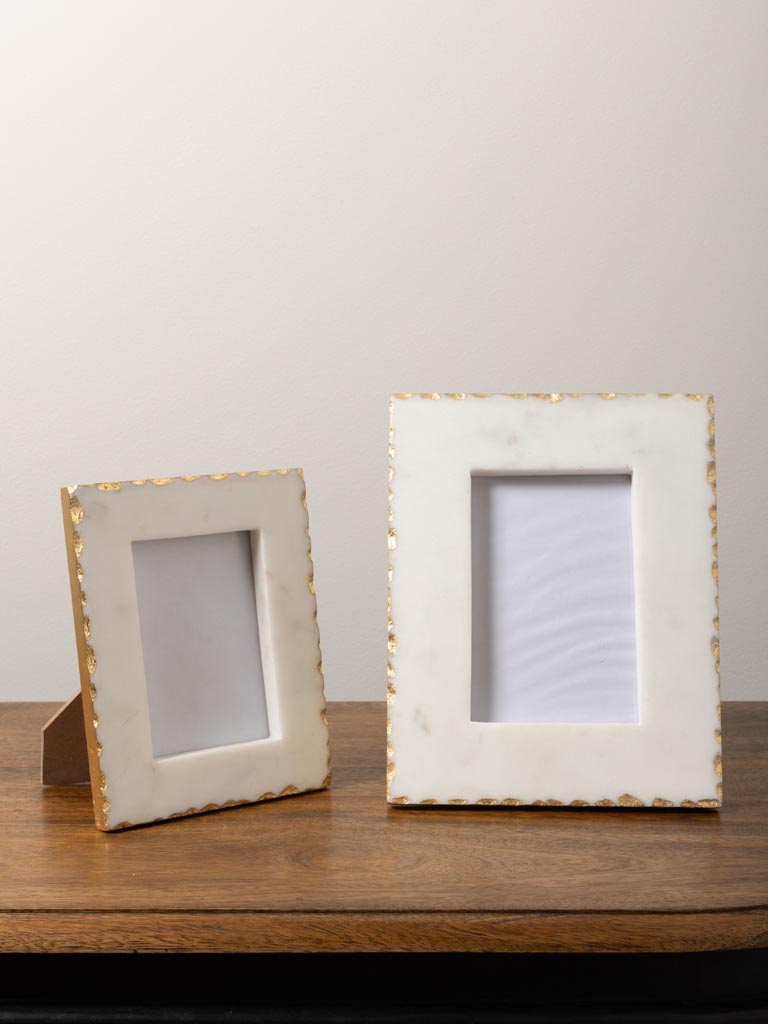 White Marble and Gold Foil Photo Frame