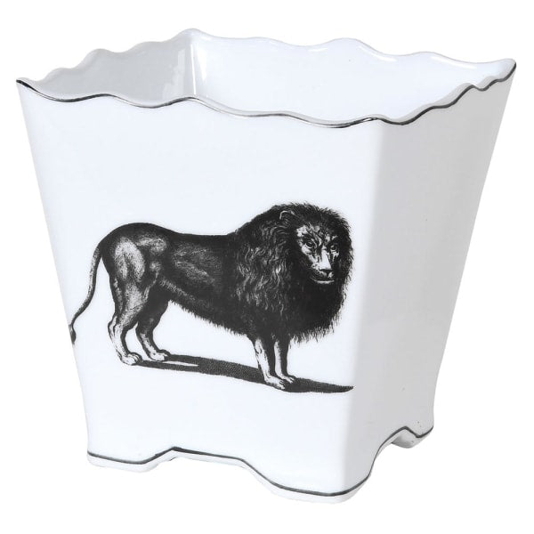 Monochromatic Lion Square Planter